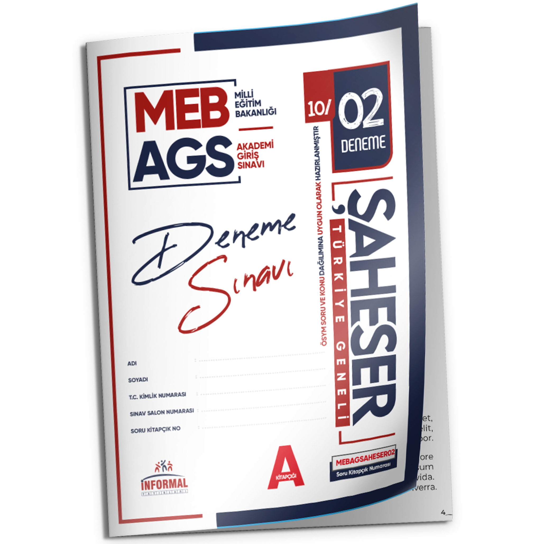 2026 MEB AGS Şaheser YENİ SİSTEM 5 Adet 1-2-3-4-5 nolu KURUMSAL Çözümlü Deneme(TG Değerlendirme)