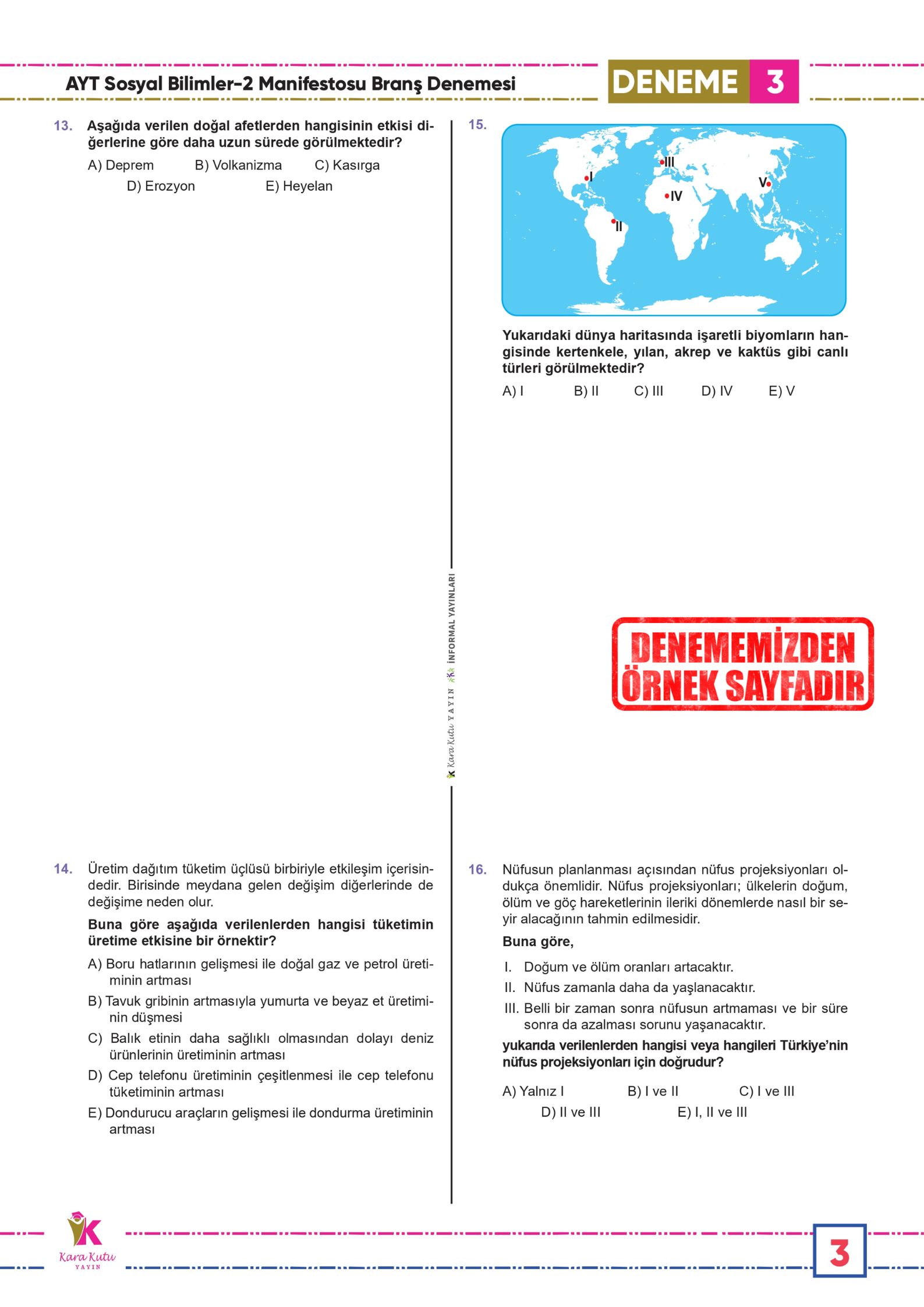 2025 YKS AYT Sosyal Bilimlerin (2) Manifestosu BRANŞ Deneme Paketi 10lu Dijital Çözümlü
