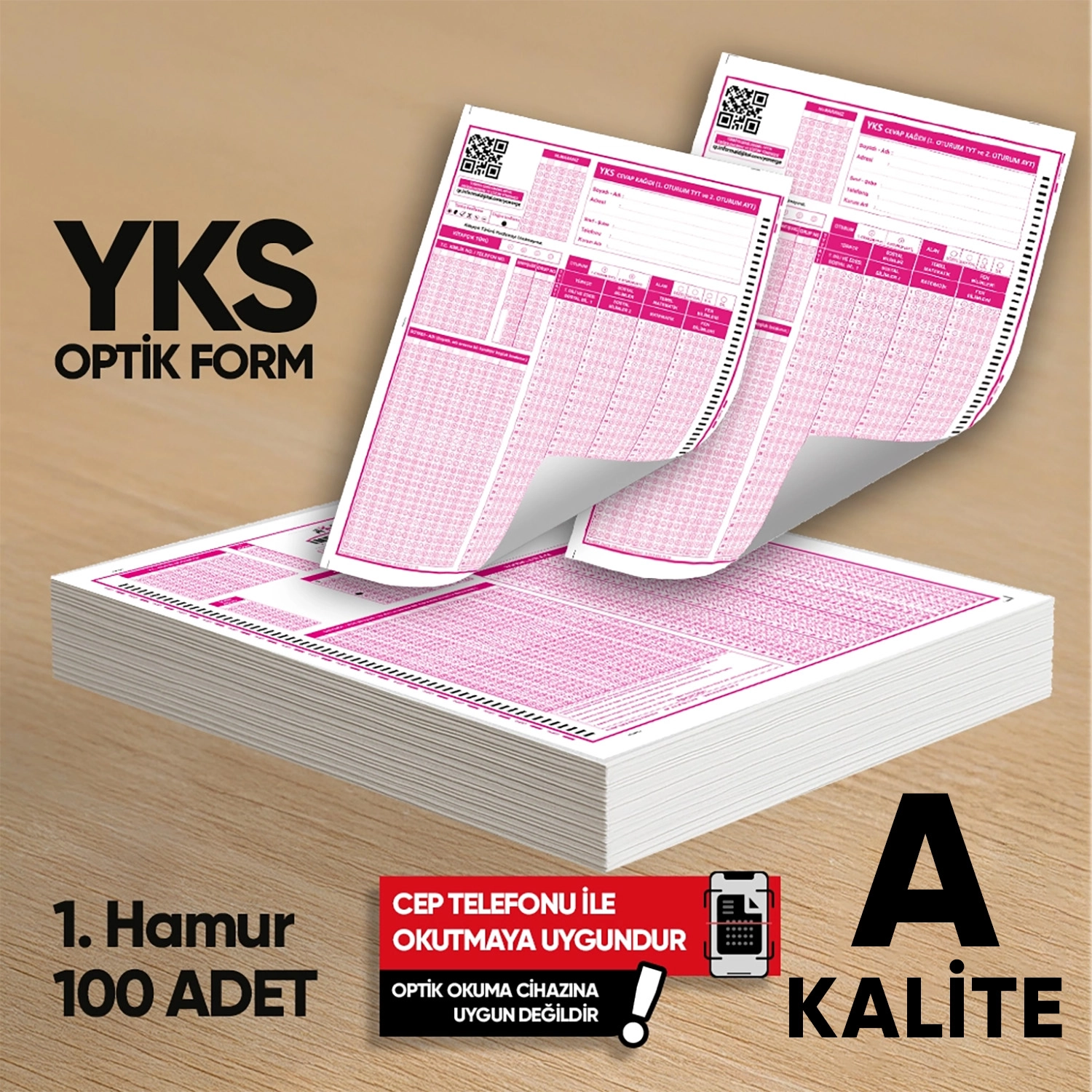 YKS-MSÜ Deneme Sınavları İçin 100 Adet Optik Form