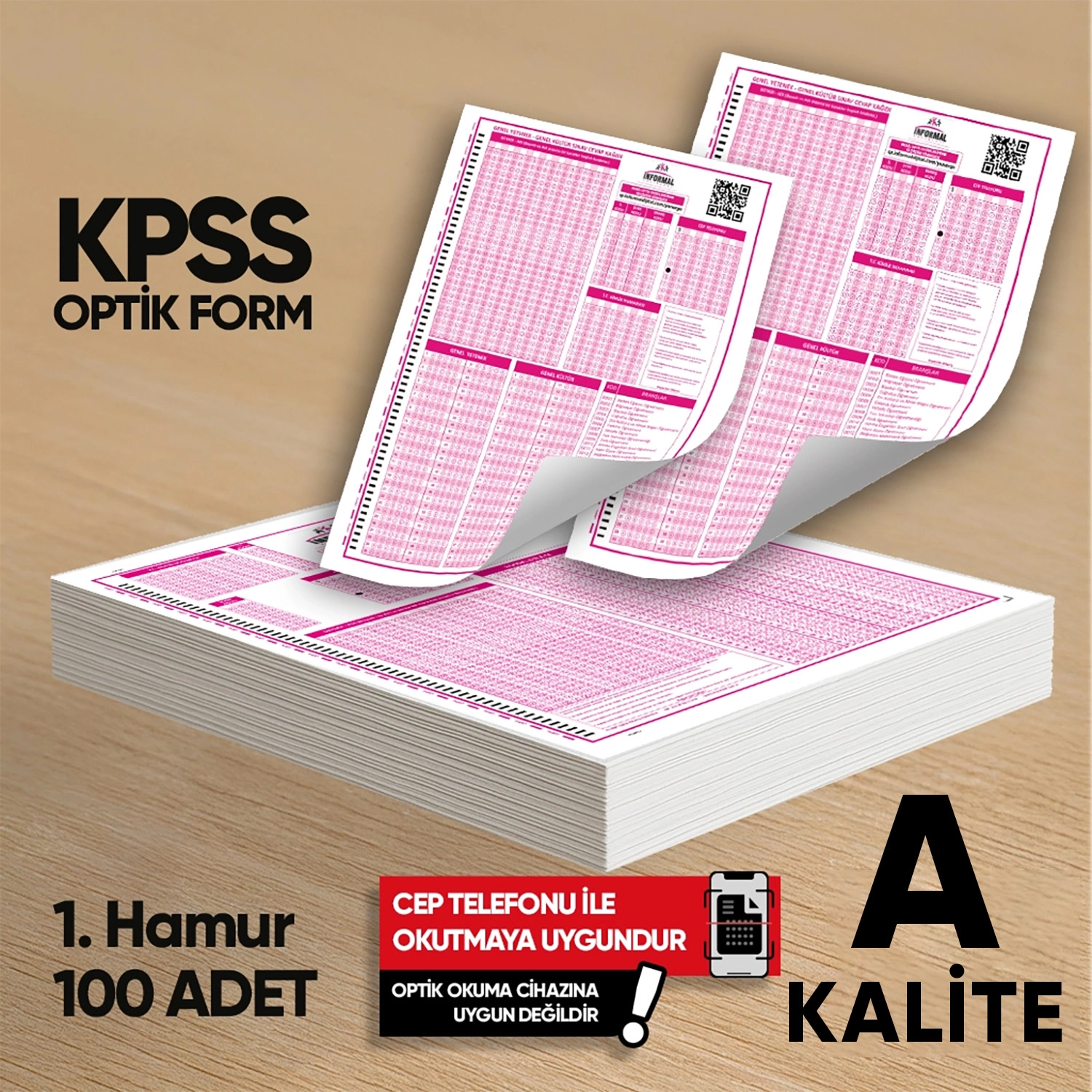 KPSS (GY-GK) Deneme Sınavları İçin 100 Adet Optik Form