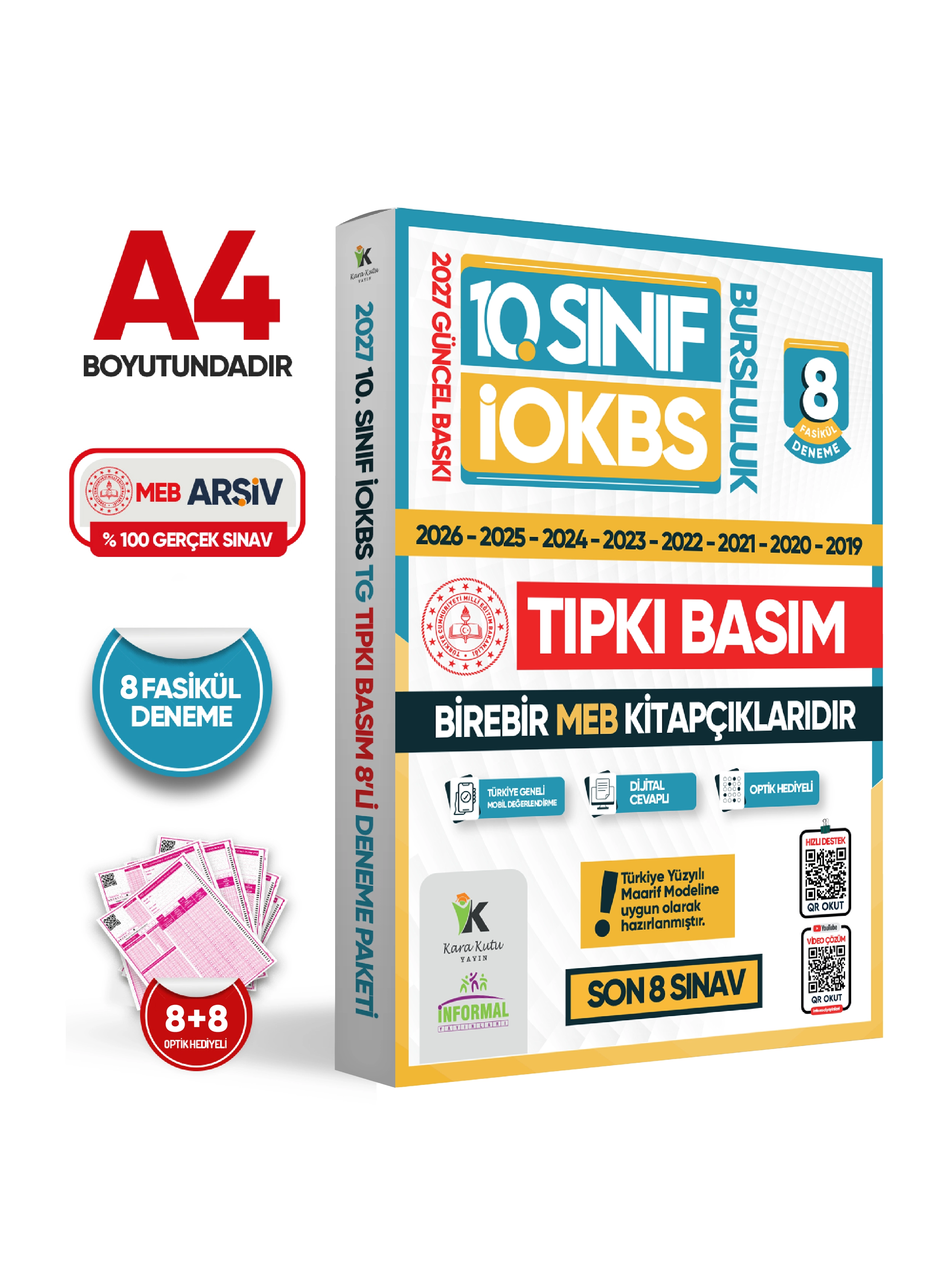 2027 10.Sınıf İOKBS (BURSLULUK SINAVI) MEB Çıkmış Soru Tıpkı Basım Deneme Paketi 8li Türkiye Geneli