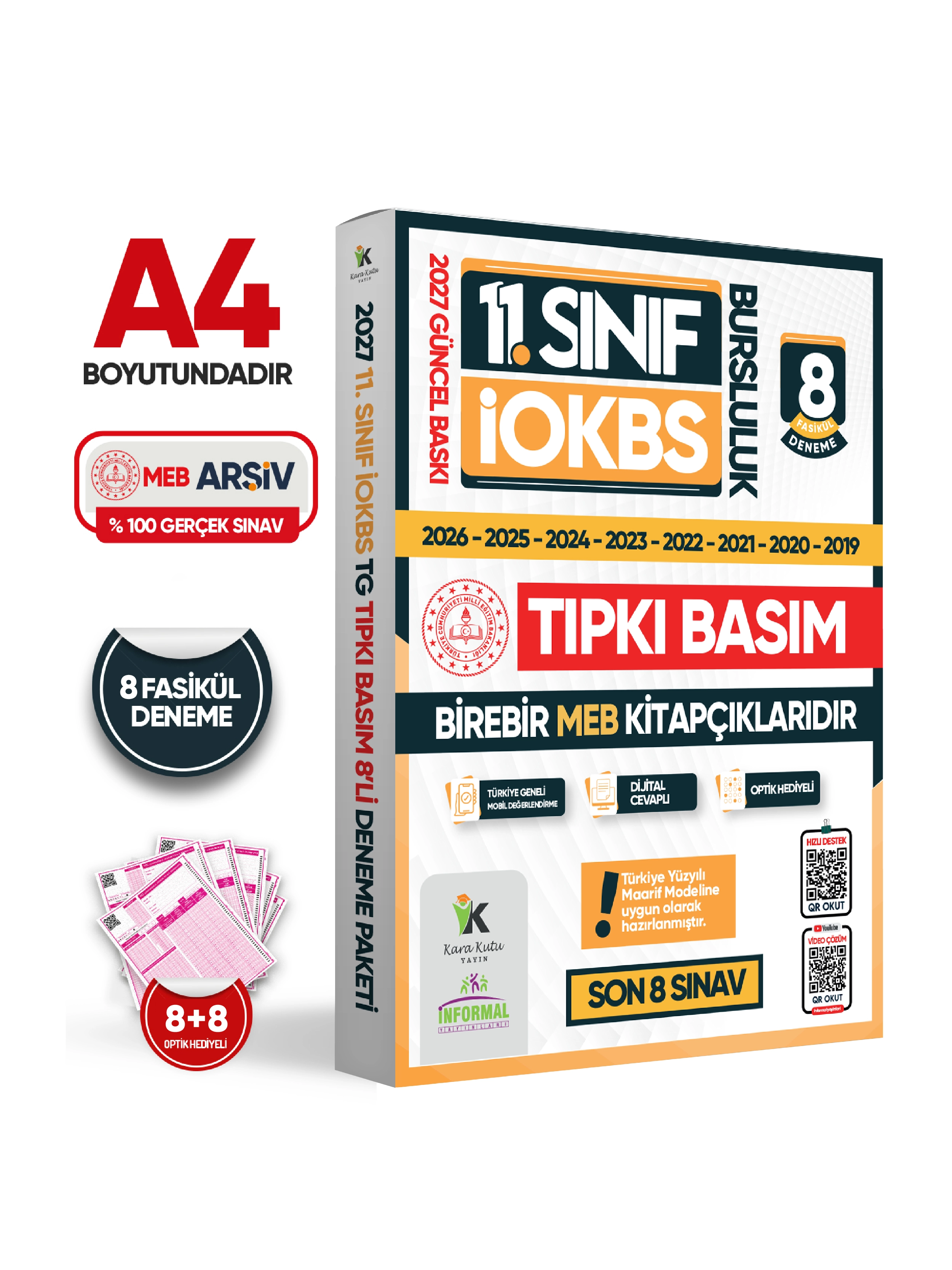 2027 11.Sınıf İOKBS (BURSLULUK SINAVI) MEB Çıkmış Soru Tıpkı Basım Deneme Paketi 8li Türkiye Geneli