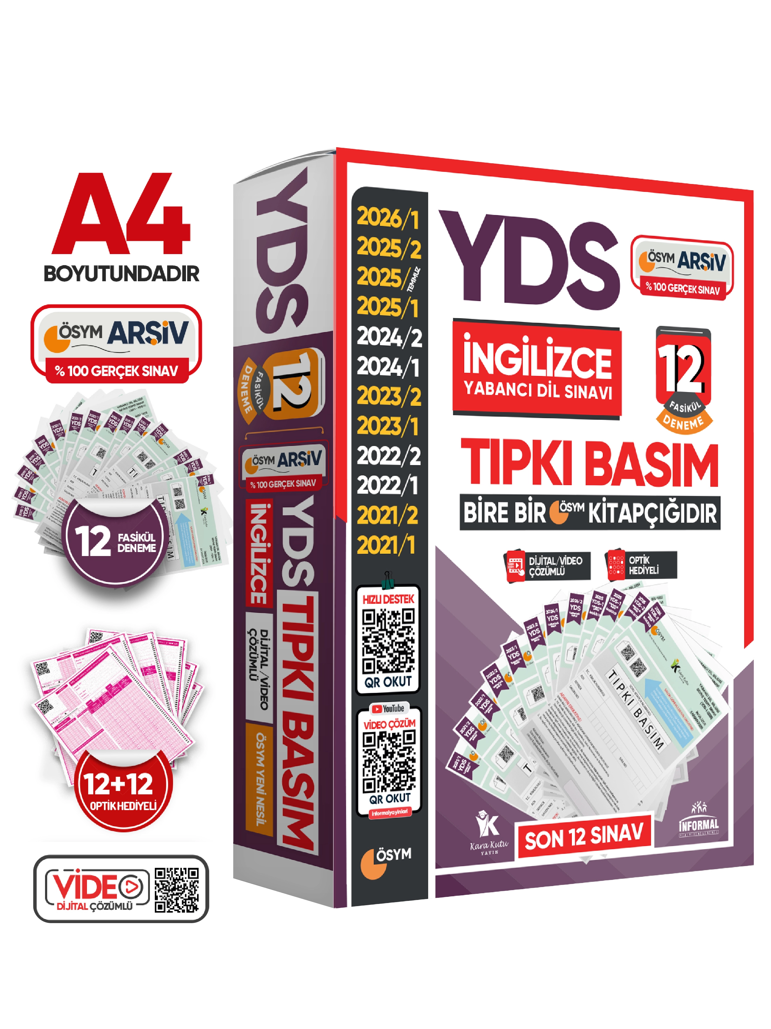 2026 YDS İngilizce ÖSYM Tıpkı Basım Çıkmış Soru 12li Deneme Paketi Video/PDF Çözümlü Türkiye Geneli