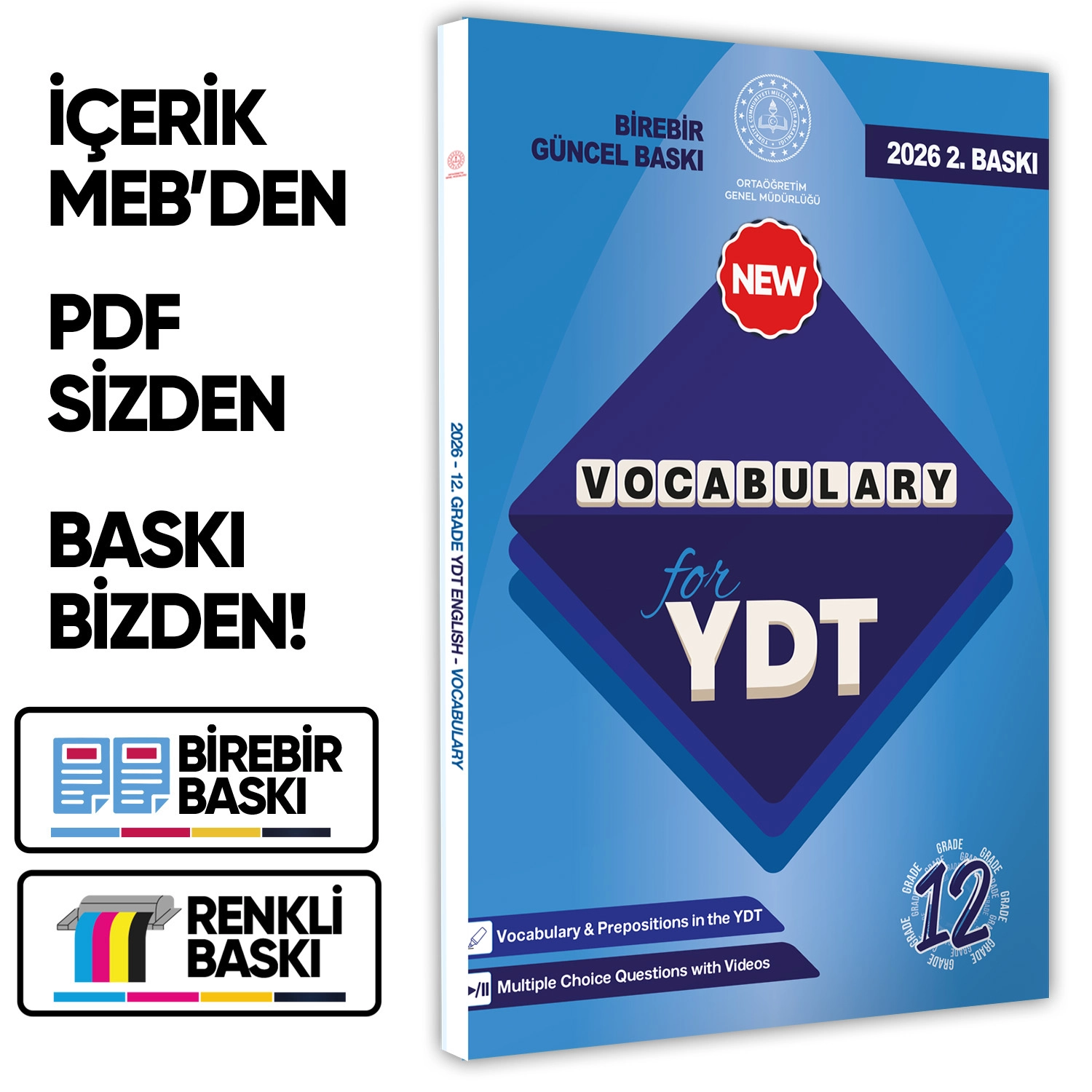 2026 YDT MEBİ İngilizce 12.Sınıf Vocabulary Kelime Bilgisi Soru Bankası Kitabı Çözümlü BASKI ÜCRETİ