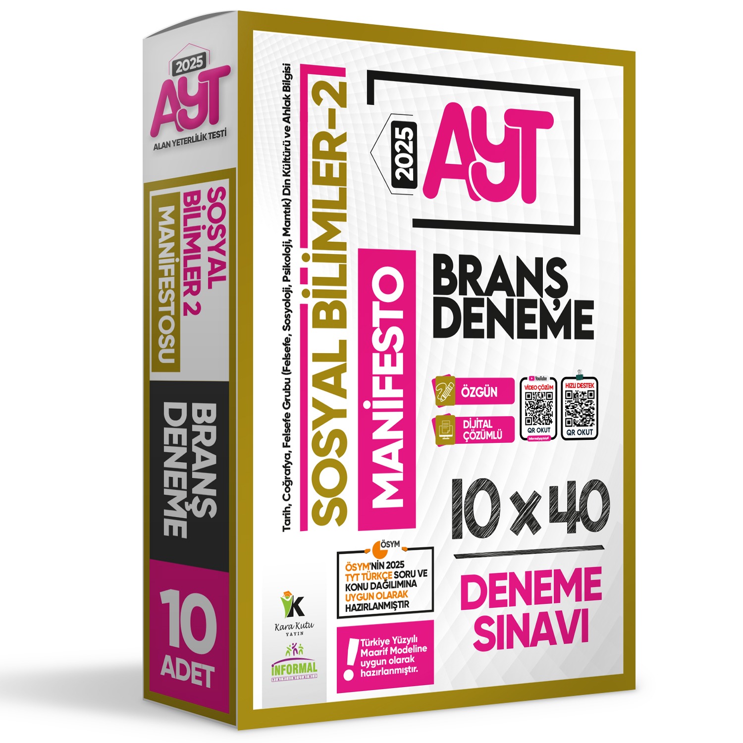 2025 YKS AYT Sosyal Bilimlerin (2) Manifestosu BRANŞ Deneme Paketi 10lu Dijital Çözümlü
