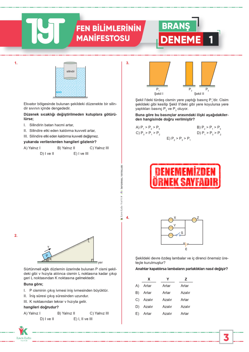 2025 YKS TYT Fen Bilimlerinin Manifestosu BRANŞ Deneme Paketi 10lu Dijital Çözümlü