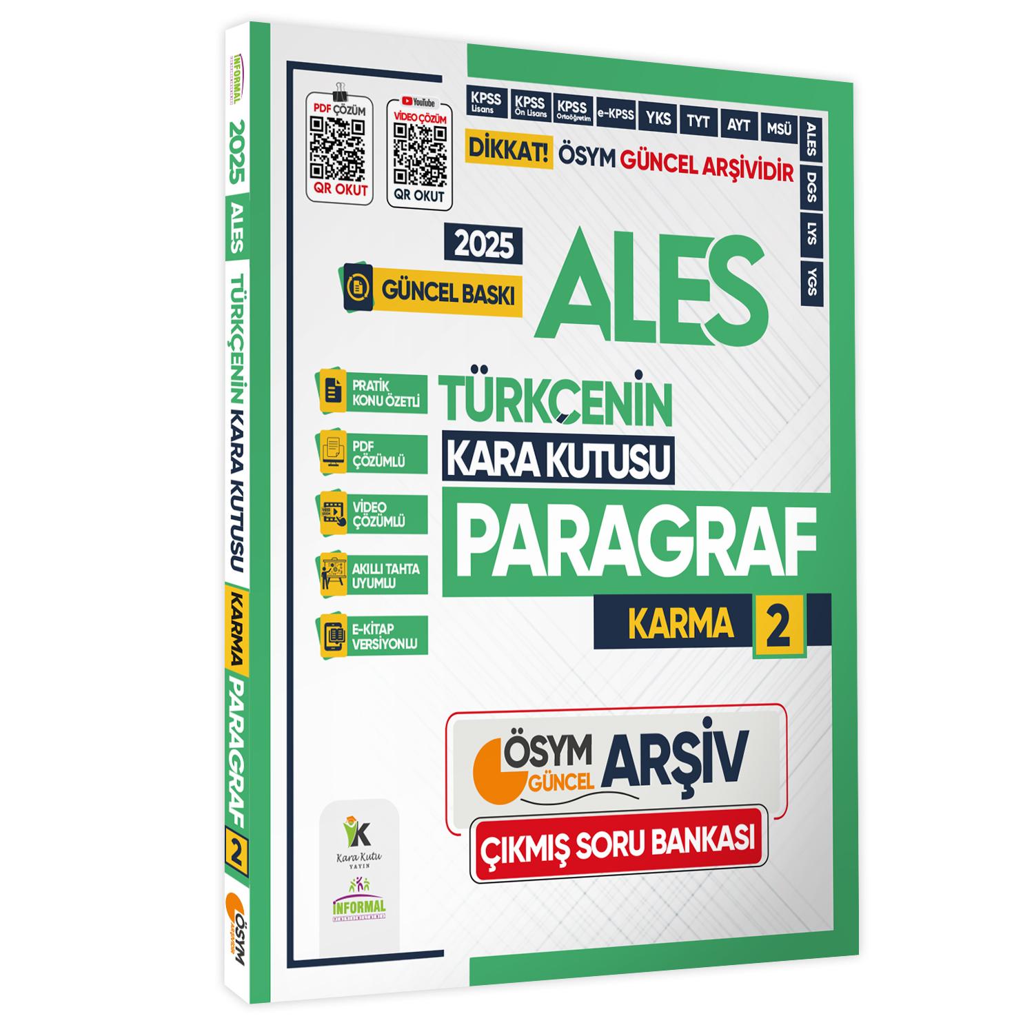 2025 ALES Türkçenin Kara Kutusu ÖSYM Çıkmış Soru Bankası 4lü SET Konu Özetli Video/PDF Çözümlü