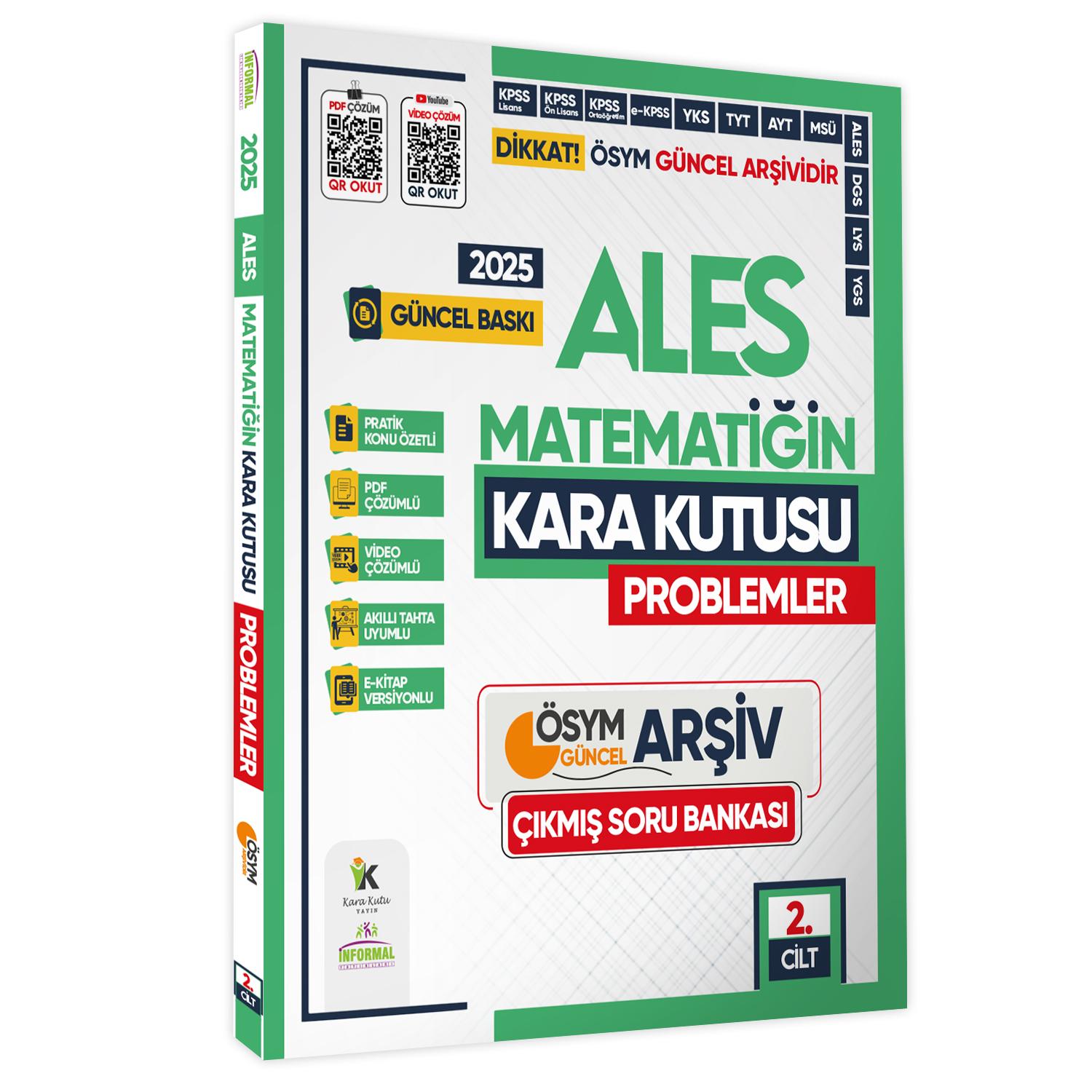 2025 ALES Matematik Kara Kutu 2.Cilt PROBLEMLER ÖSYM Çıkmış Soru Bankası Video/PDF Çözümlü