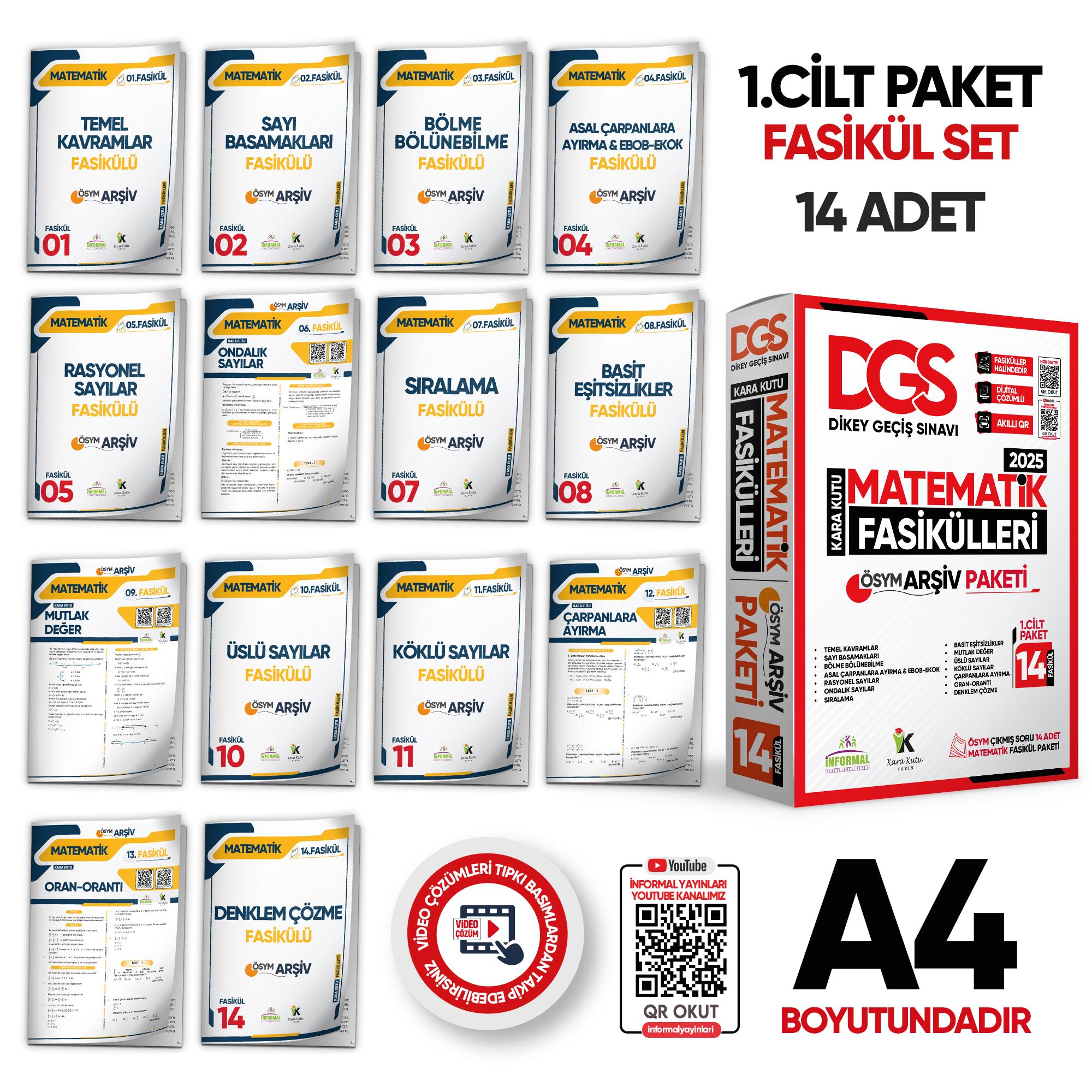 2025 DGS MATEMATİK Kara Kutu 1.Cilt Fasikül SETİ (14lü) ÖSYM Çıkmış Soru Bankası Çözümlü PAKET