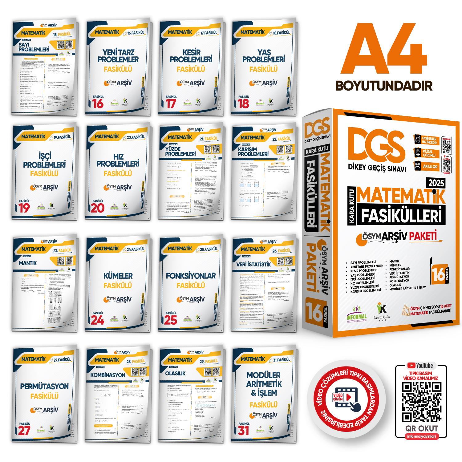 2025 DGS MATEMATİK Kara Kutu 2.Cilt Fasikül SETİ (16lı) ÖSYM Çıkmış Soru Bankası Çözümlü