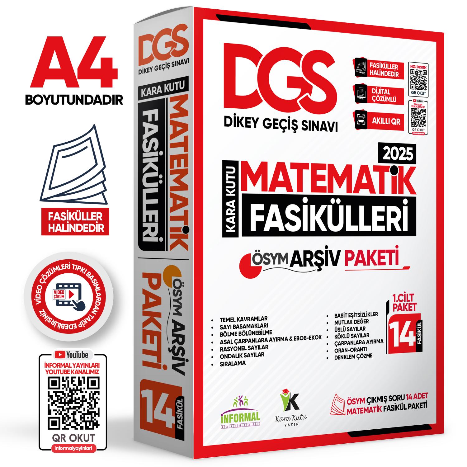 2025 DGS MATEMATİK Kara Kutu 1.Cilt Fasikül SETİ (14lü) ÖSYM Çıkmış Soru Bankası Çözümlü PAKET