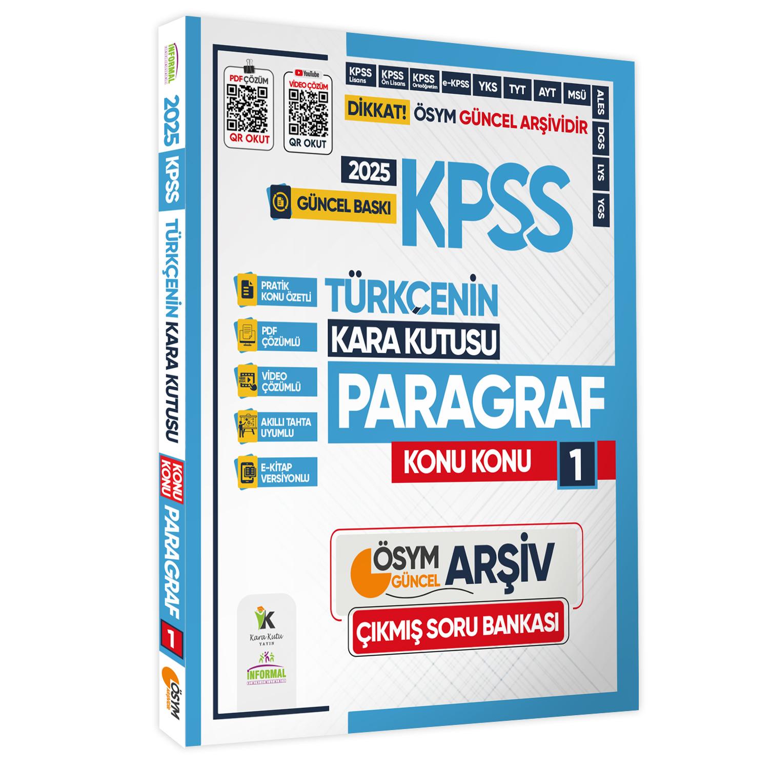 2025 KPSS  Türkçenin Kara Kutusu PARAGRAF 1 KONU KONU ÖSYM Çıkmış Soru Bankası Video/PDF Çözümlü