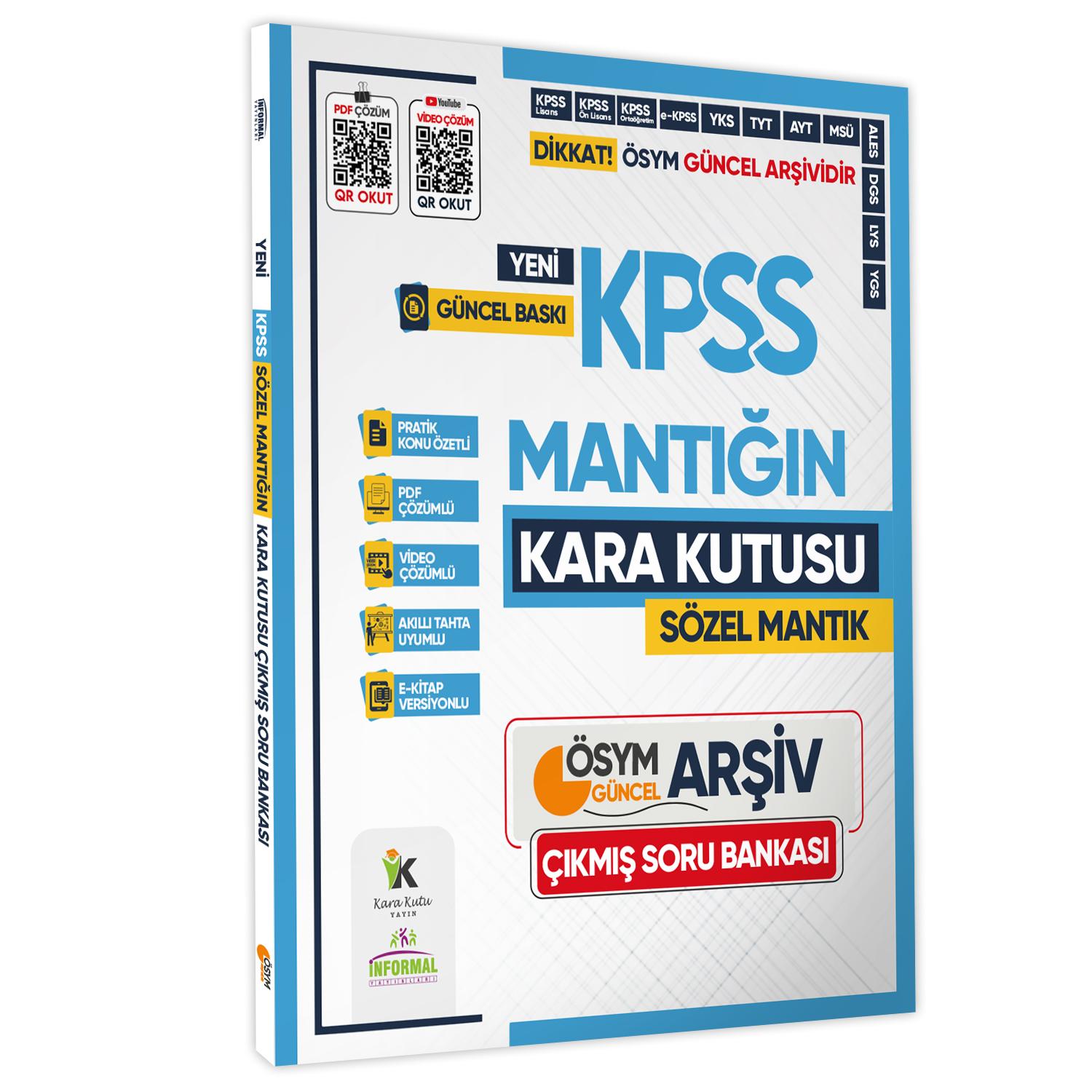 2025 KPSS SÖZEL MANTIK Kara Kutu ÖSYM Çıkmış Soru Havuzu Bankası Konu Özetli Video/PDF Çözümlü