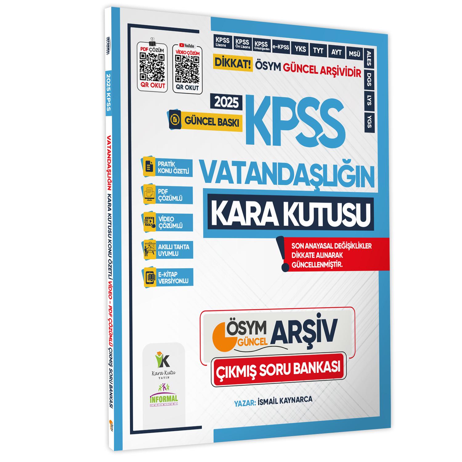 2025 KPSS VATANDAŞLIK Kara Kutu ÖSYM Çıkmış Soru Havuzu Bankası Konu Özetli Video/PDF Çözümlü