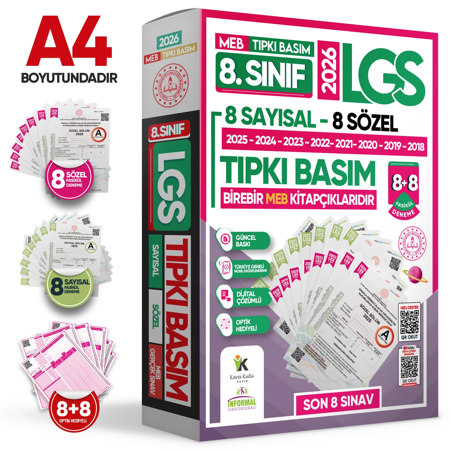 2026 8.Sınıf MEB LGS-İOKBS(BURSLULUK) Çıkmış Soru Tıpkı Basım 15li Deneme Paketi TG Video Çözümlü