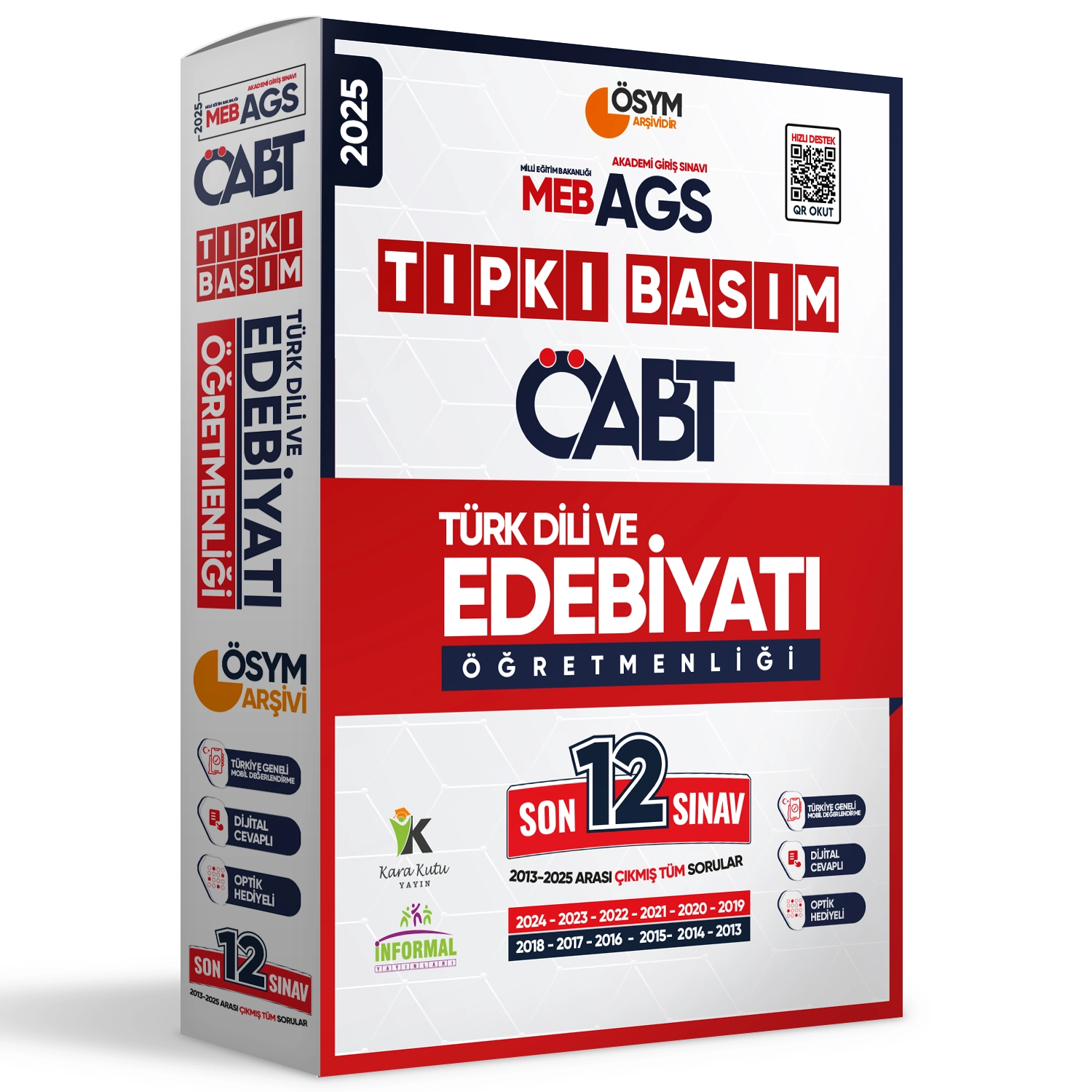 2025 MEB-AGS ÖABT Türk Dili ve Edebiyatı Öğretmenliği ÖSYM Tıpkı Basım 12li Deneme Paketi Dijital Cevaplı