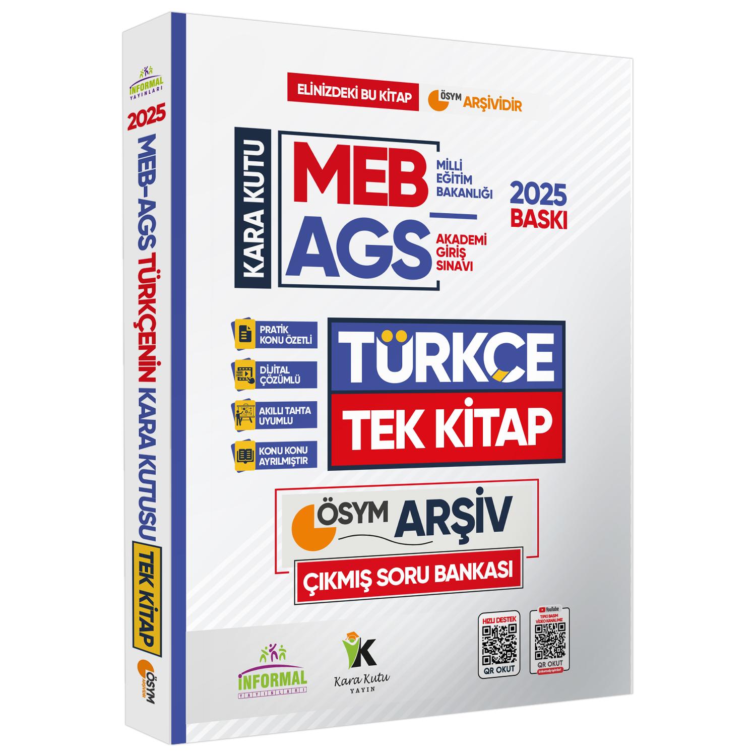 2025 MEB-AGS Türkçenin Kara Kutusu TEK KİTAP ÖSYM Çıkmış Soru Bankası Konu Özetli Dijital Çözümlü