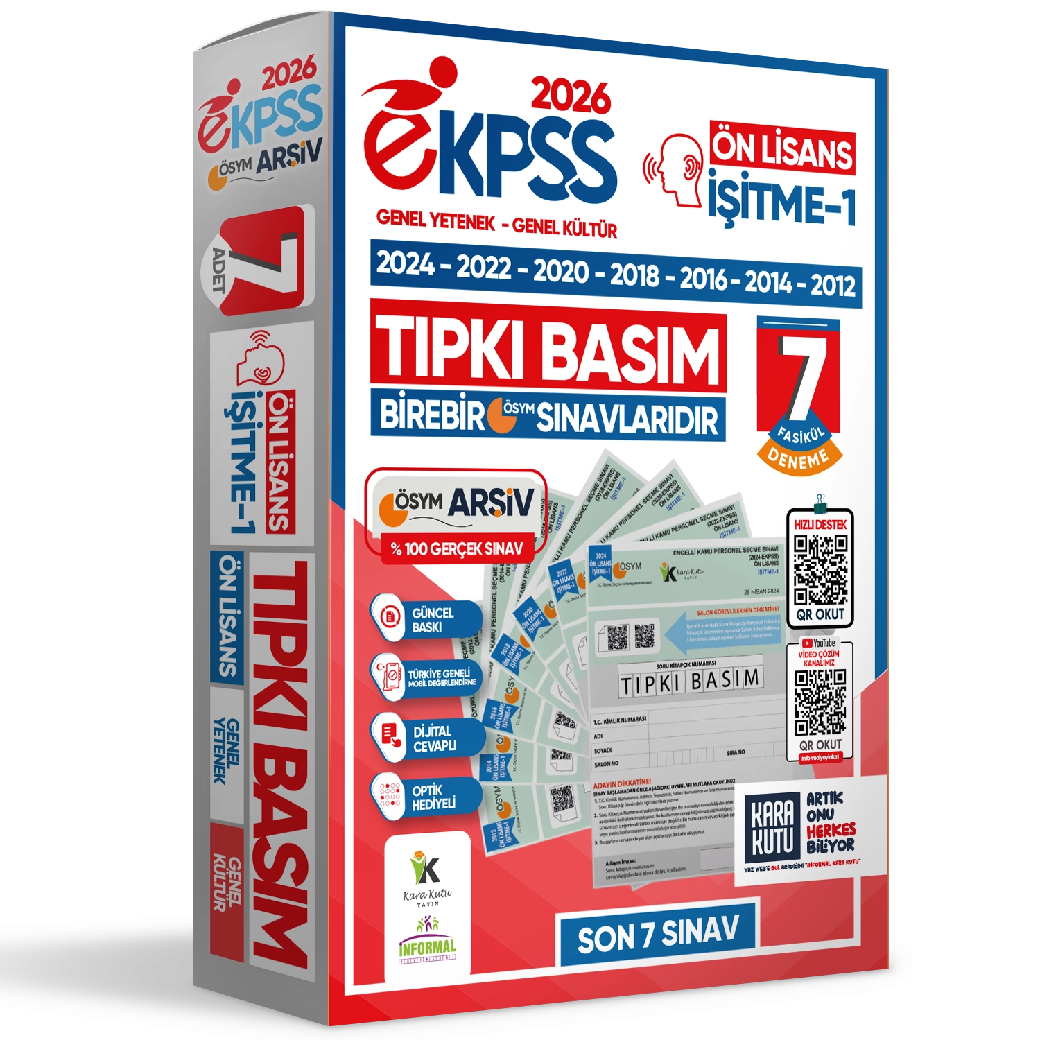 2026 EKPSS Ön Lisans İşitme-1 ÖSYM Çıkmış Soru Tıpkı Basım Soru Kitapçıkları 7li TG Deneme Paketi