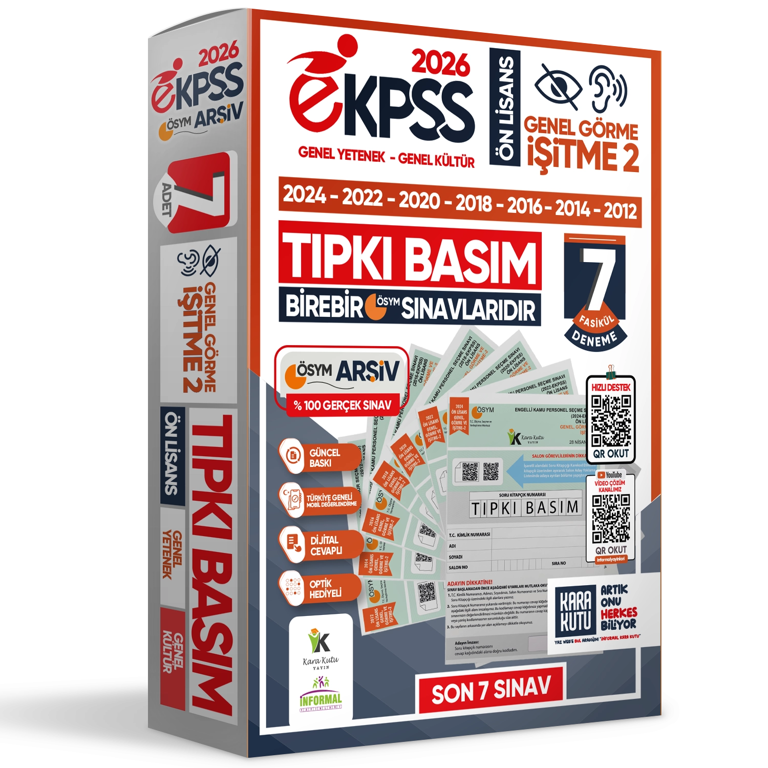 2026 EKPSS Önlisans Genel Görme İşitme-2 ÖSYM Çıkmış Soru Tıpkı Basım 7li Kitapçık TG Deneme Paketi