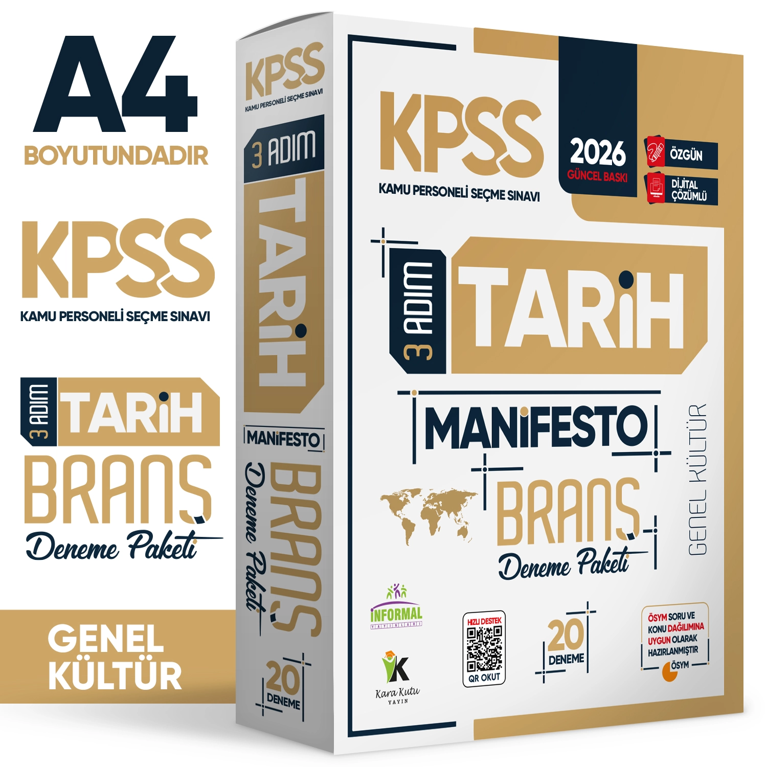 2026 KPSS Ön Lisans - Ortaöğretim 3 Adım 5li Manifesto Dijital Çözümlü Branş Deneme Seti