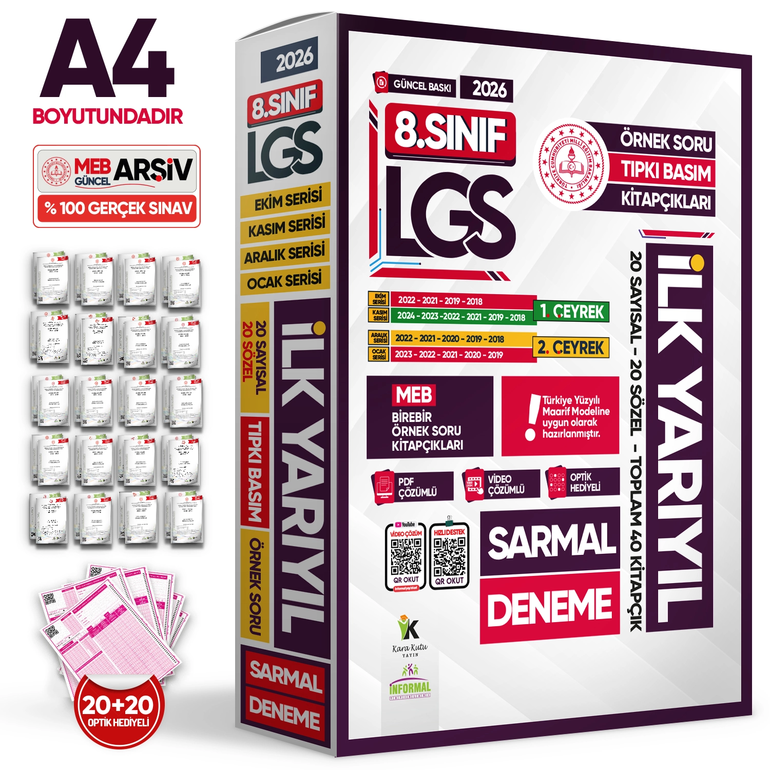 2026 8.Sınıf LGS 1. ve 2. ÇEYREK İLK YARIYIL MEB Örnek Soru Tıpkı Basım Sarmal Deneme Paketi Çözümlü