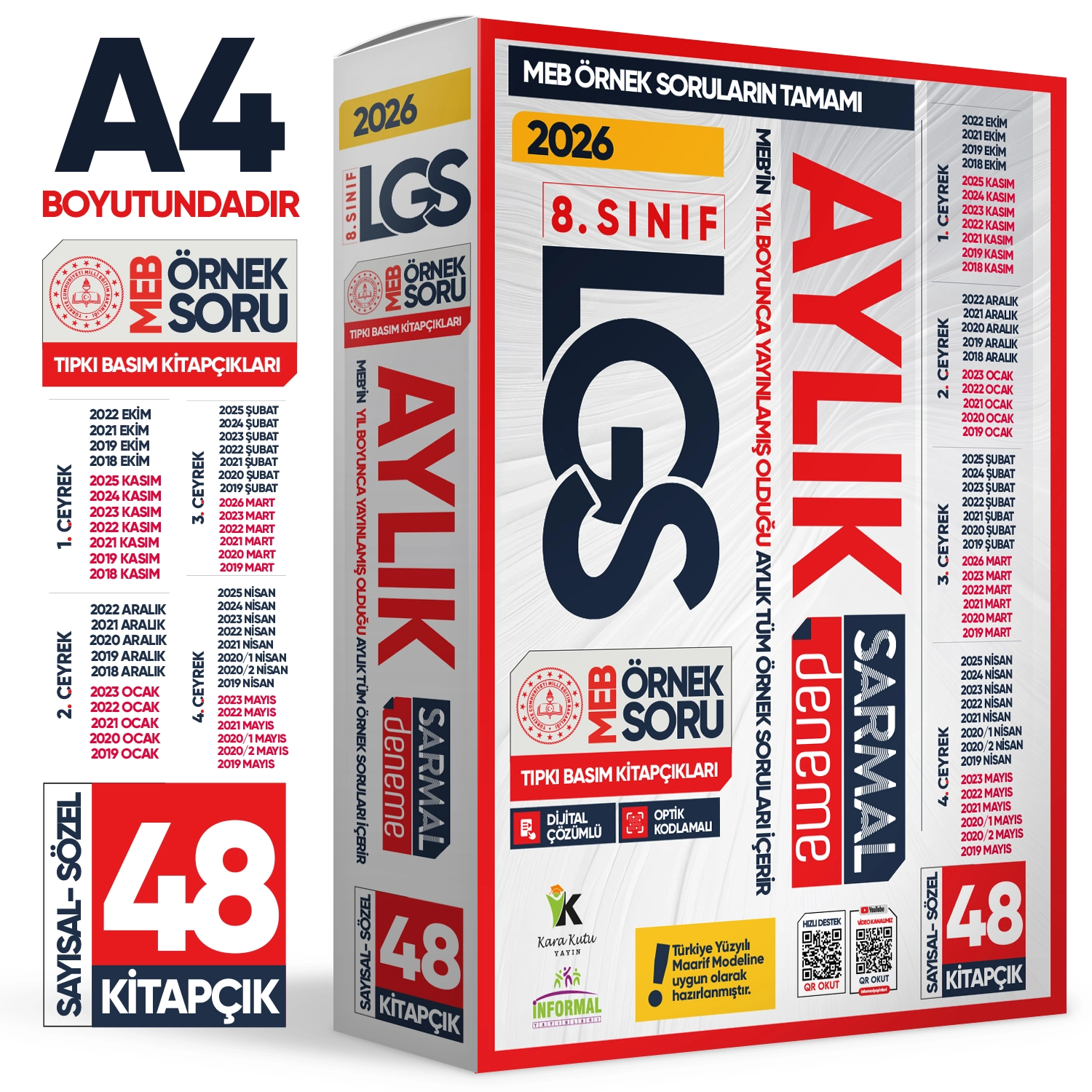 2026 8.Sınıf LGS Aylık SARMAL Deneme Seti MEB Örnek Soru Tıpkı Basım Çözümlü PAKET