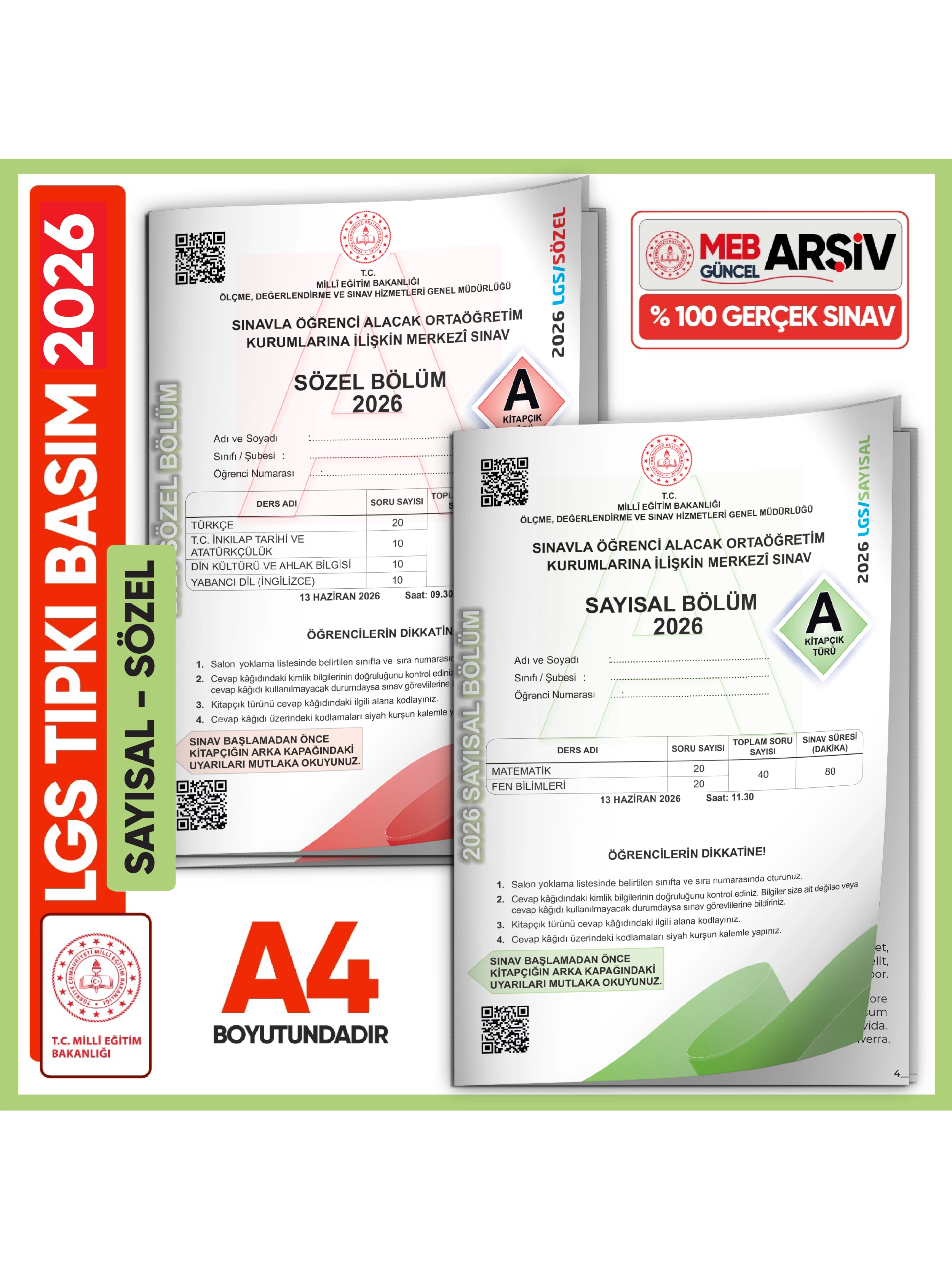 2026 LGS MEB Tıpkı Basım Çıkmış Soru Sayısal-Sözel Kitapçıkları (Video/PDF Çözümlü Türkiye Geneli)