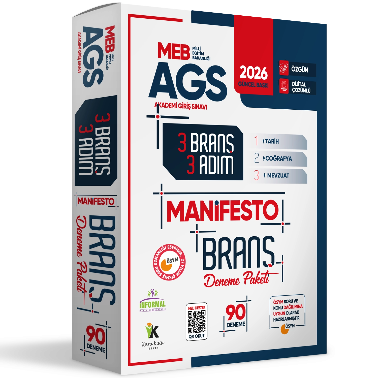 2026 MEB AGS TARİH-COĞRAFYA-MEVZUAT 3 Adım 3lü Manifesto 90 Adet Dijital Çözümlü Branş Deneme Seti