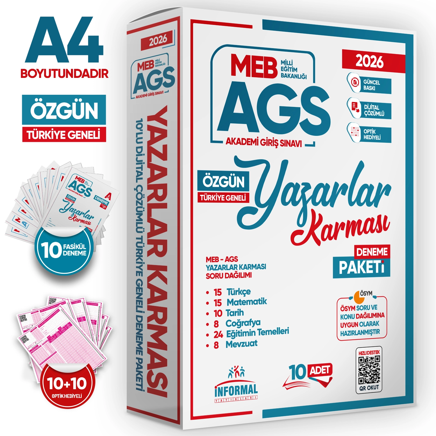 2026 MEB-AGS Yazarlar Karması 10 Adet 80 Soruluk Çözümlü Deneme Türkiye Geneli KURUMSAL Paket