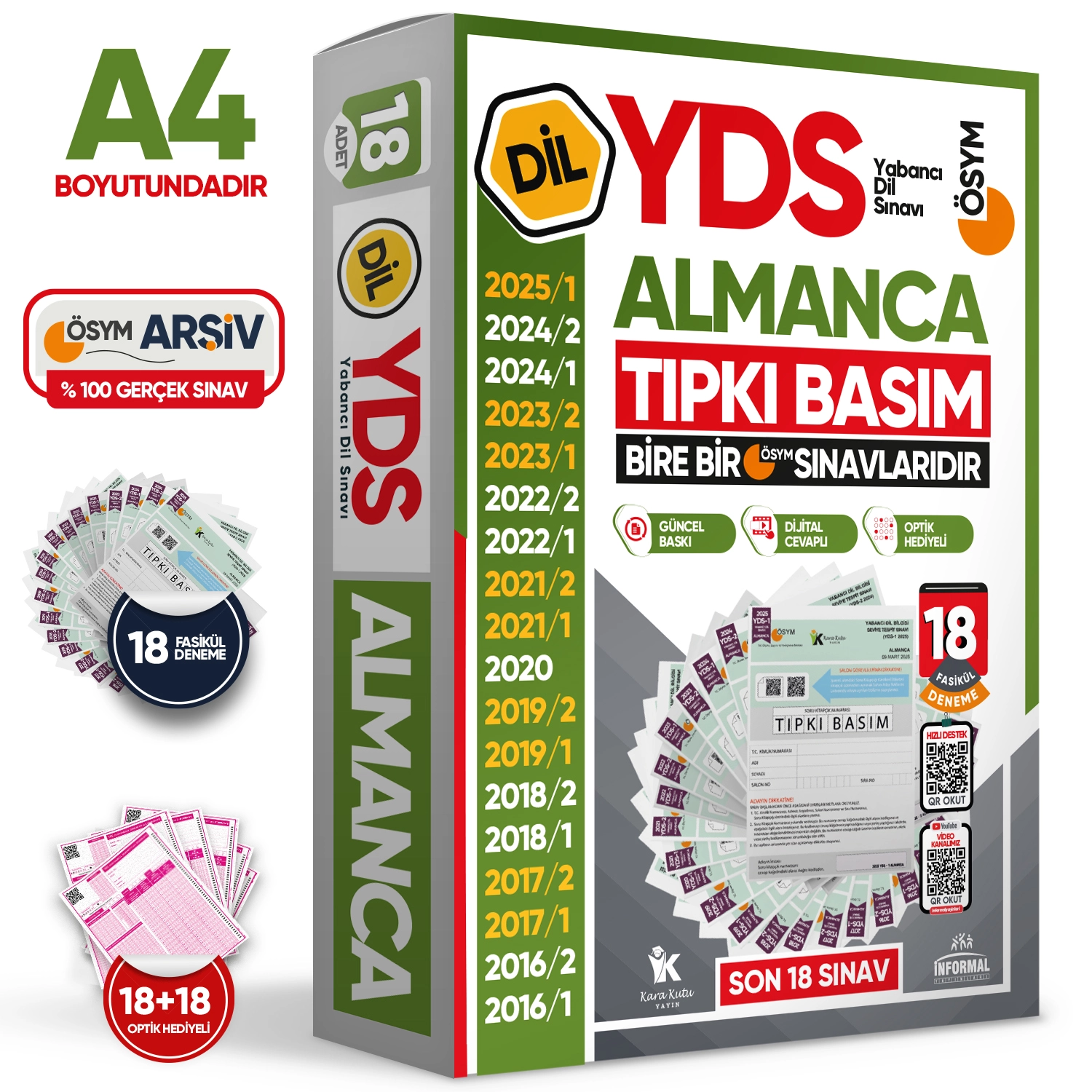 2026 YDS Almanca ÖSYM Tıpkı Basım Çıkmış Soru Deneme Paketi 18li Fasikül SETİ