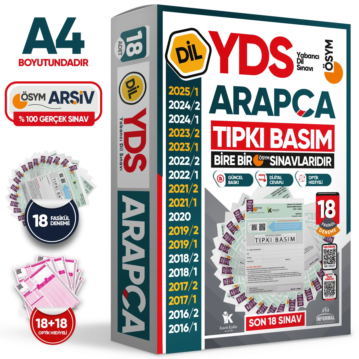 2026 YDS Arapça ÖSYM Tıpkı Basım Çıkmış Soru Deneme Paketi 18li Fasikül SETİ