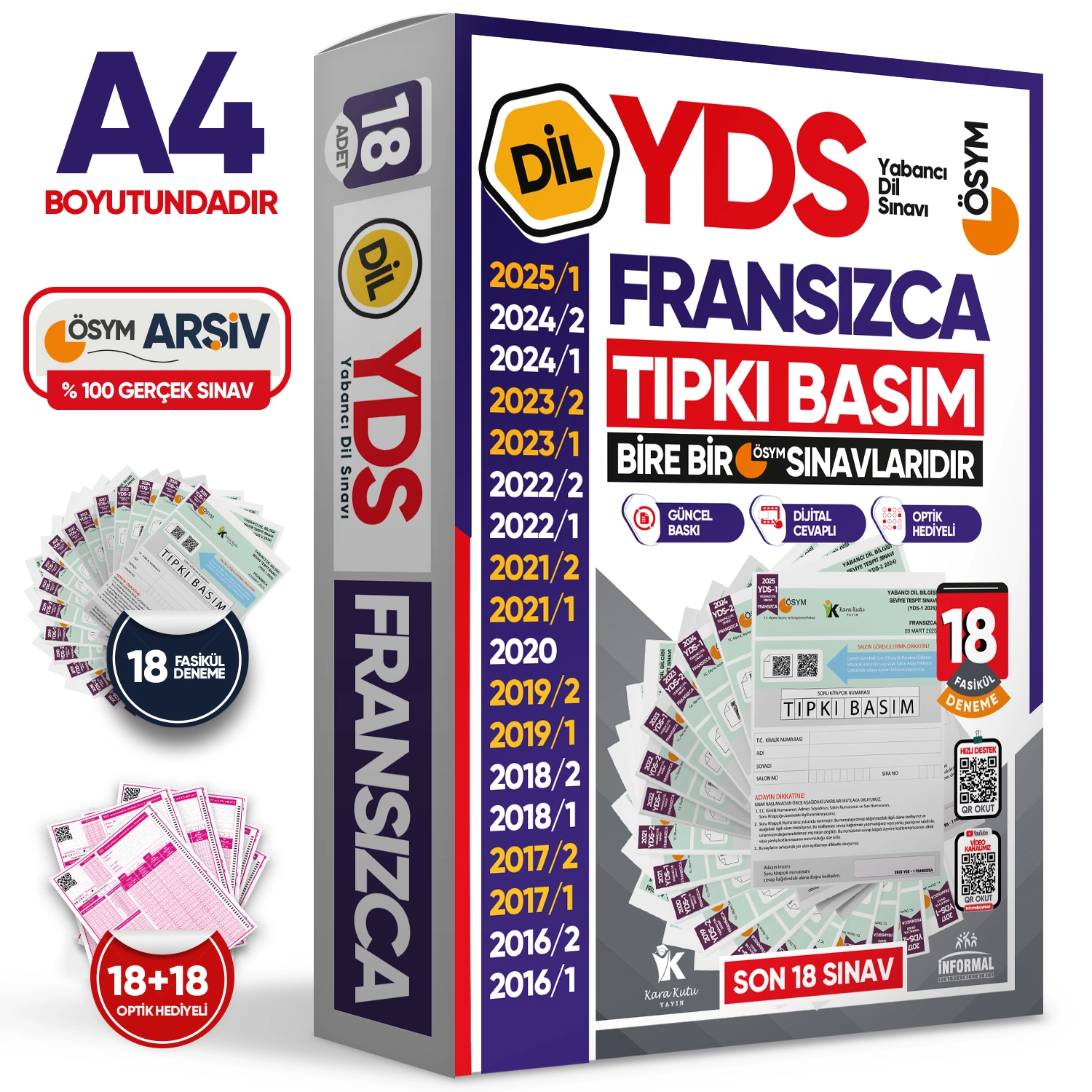 2026 YDS Fransızca ÖSYM Tıpkı Basım Çıkmış Soru Deneme Paketi 18li Fasikül SETİ