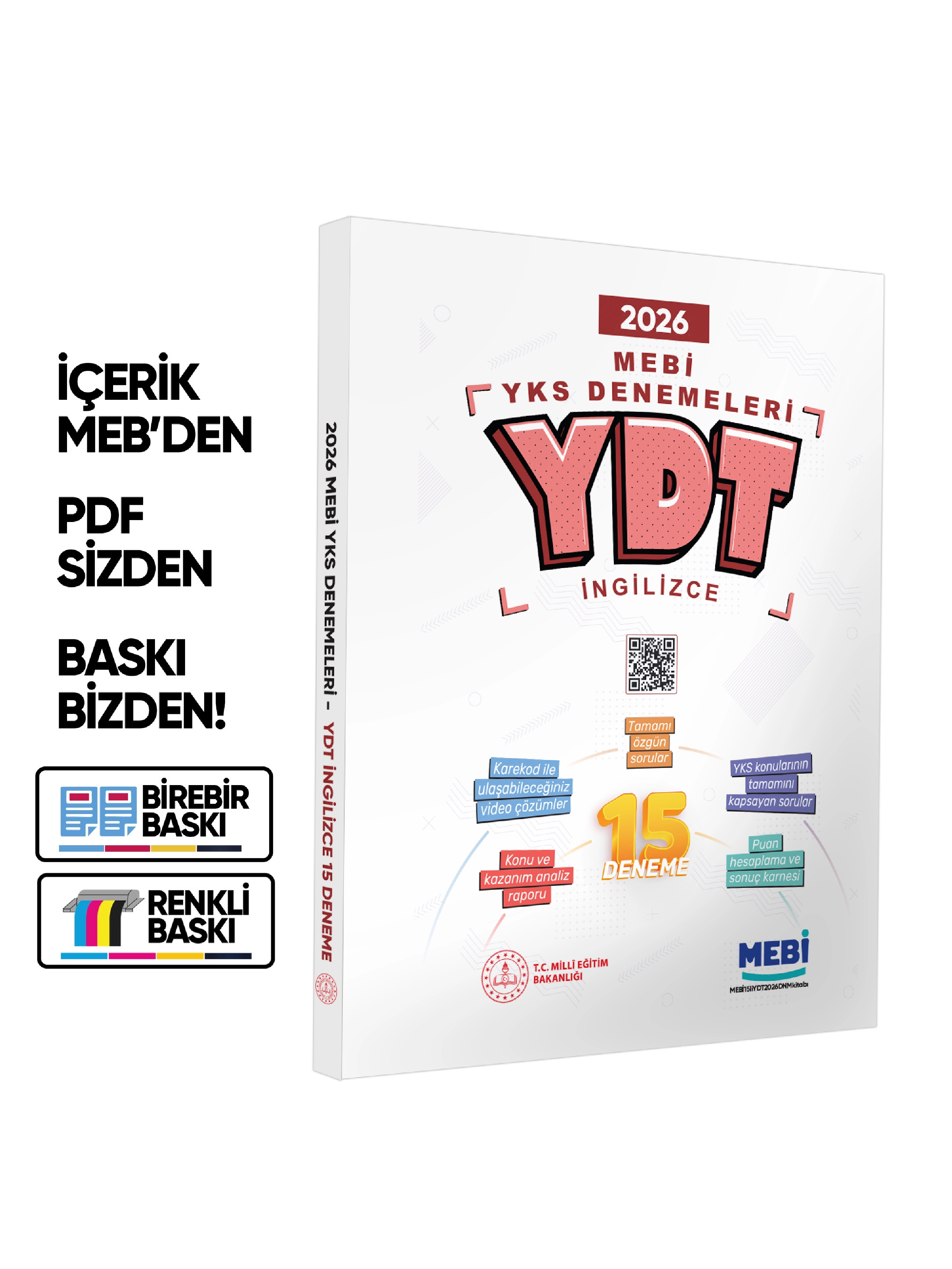 2026 MEBİ YKS-YDT 15li Deneme Kitabı Video Çözümlü Renkli BASKI ÜCRETİ