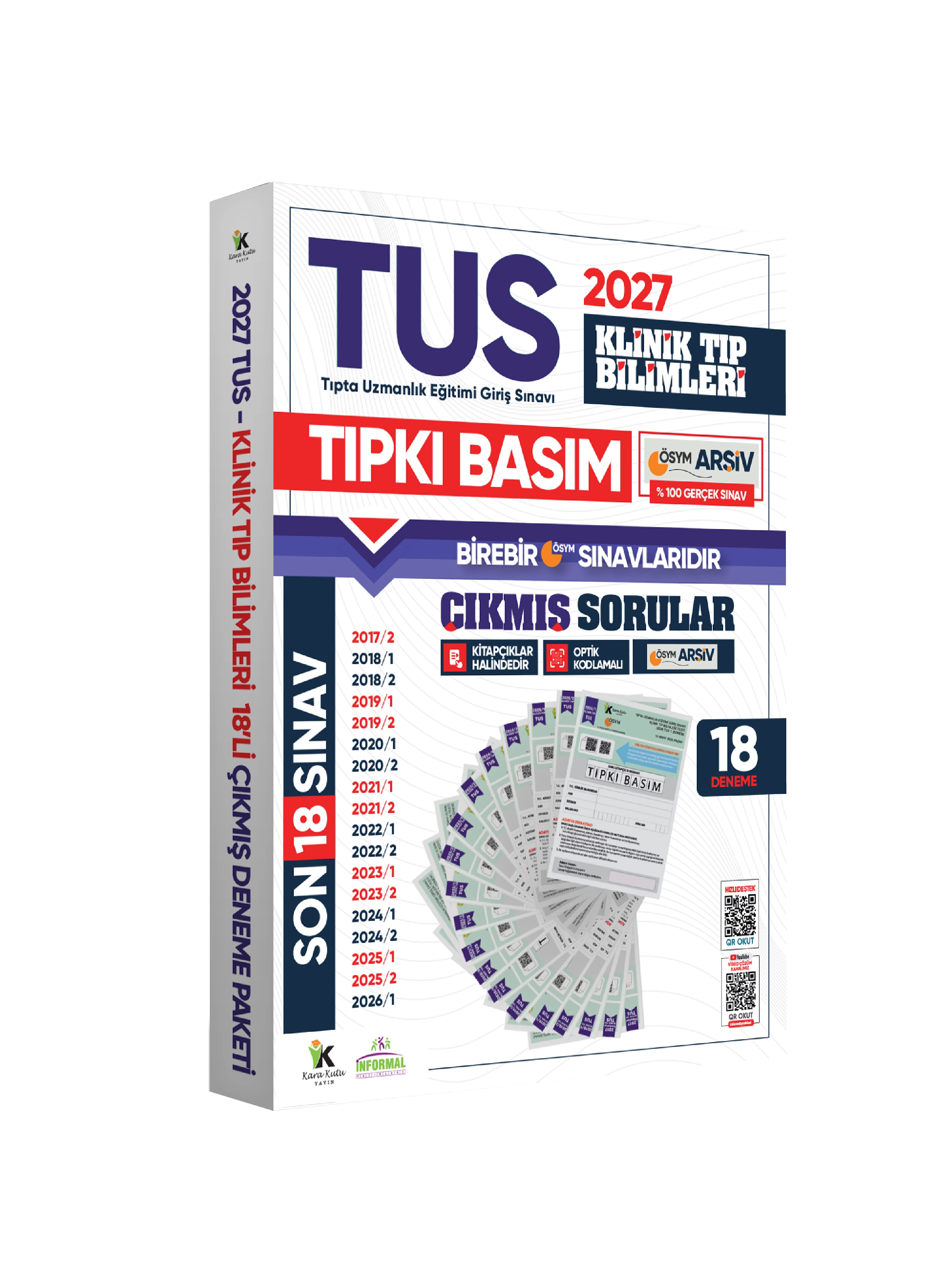 2027 TUS Klinik Tıp Bilimleri ÖSYM Çıkmış Soru Tıpkı Basım Son 10 Yıl 18li Deneme Kitapçığı