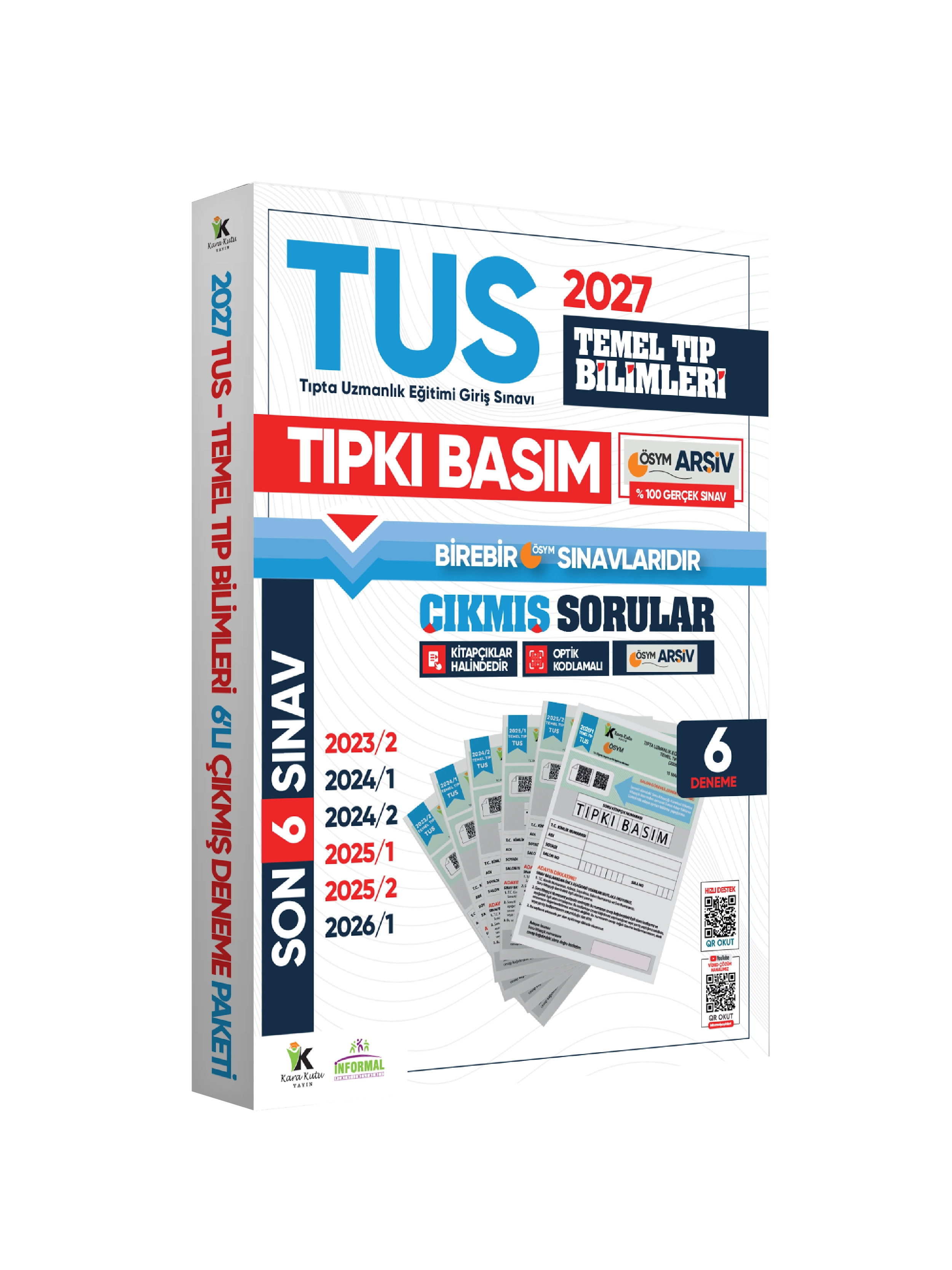 2027 TUS Temel Tıp Bilimleri ÖSYM Çıkmış Soru Tıpkı Basım Son 4 Yıl 6lı Deneme Kitapçığı