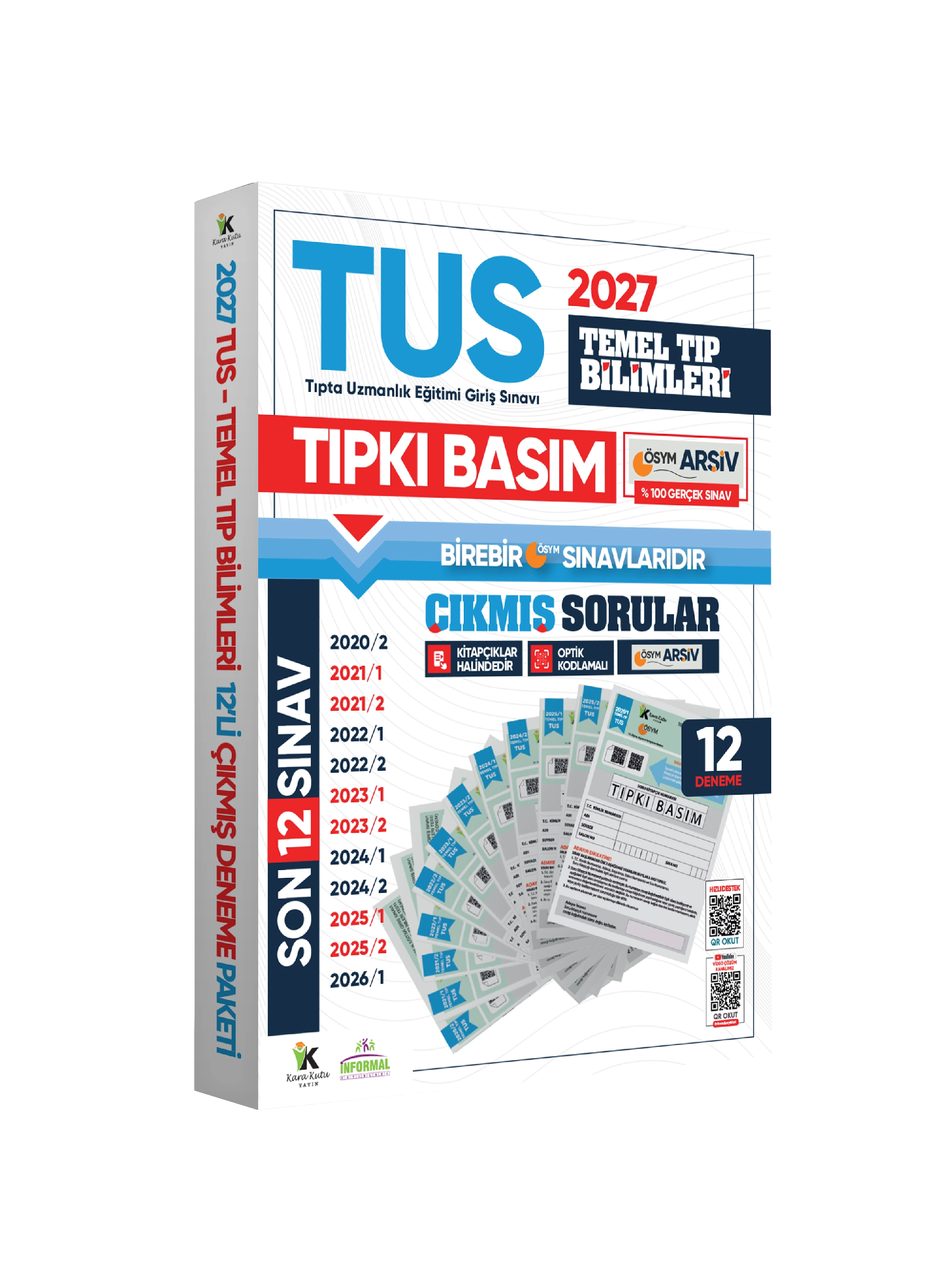  2027 TUS Temel Tıp Bilimleri ÖSYM Çıkmış Soru Tıpkı Basım Son 7 Yıl 12li Deneme Kitapçığı