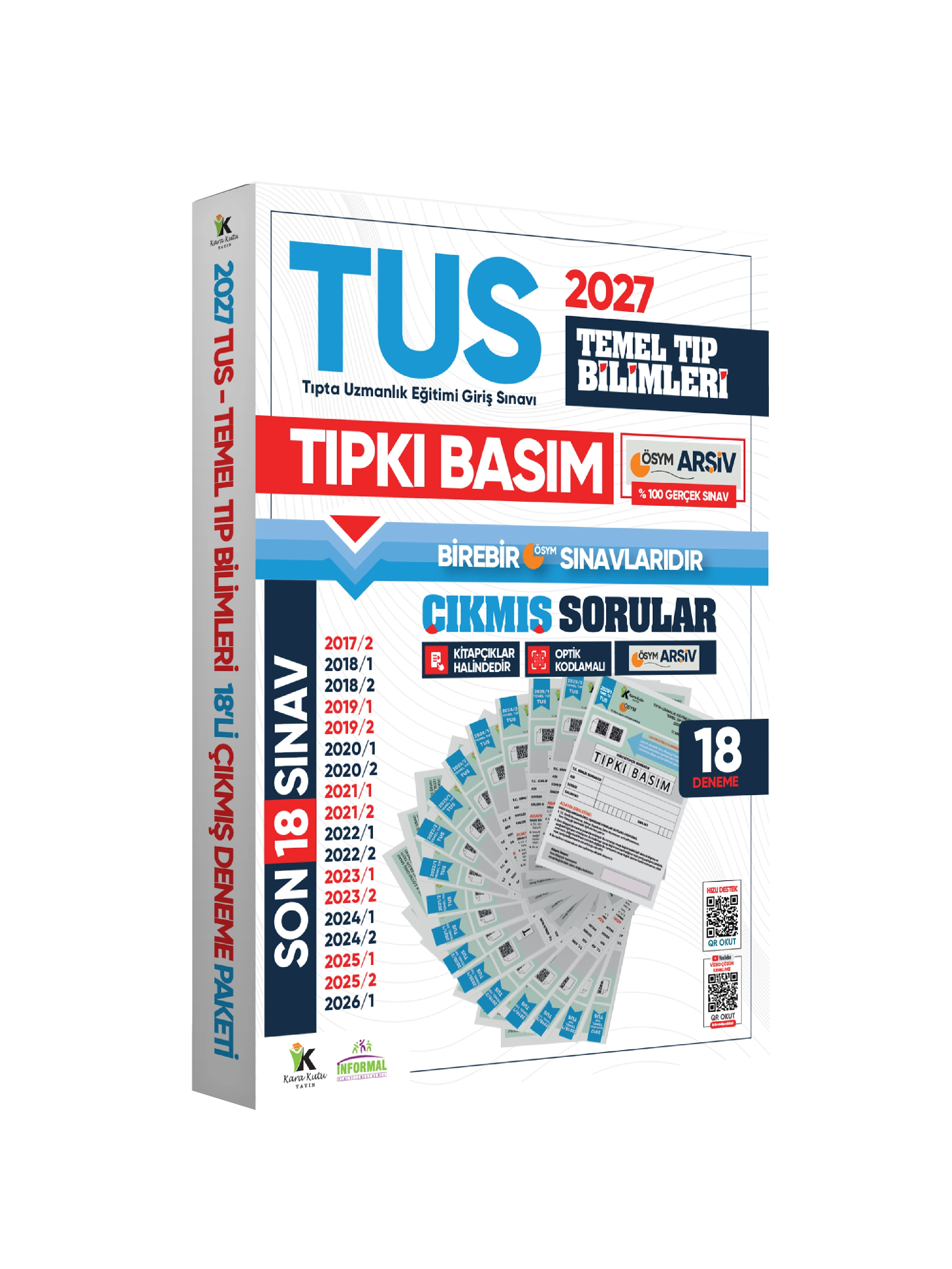 2027 TUS Temel Tıp Bilimleri ÖSYM Çıkmış Soru Tıpkı Basım Son 10 Yıl 18li Deneme Kitapçığı