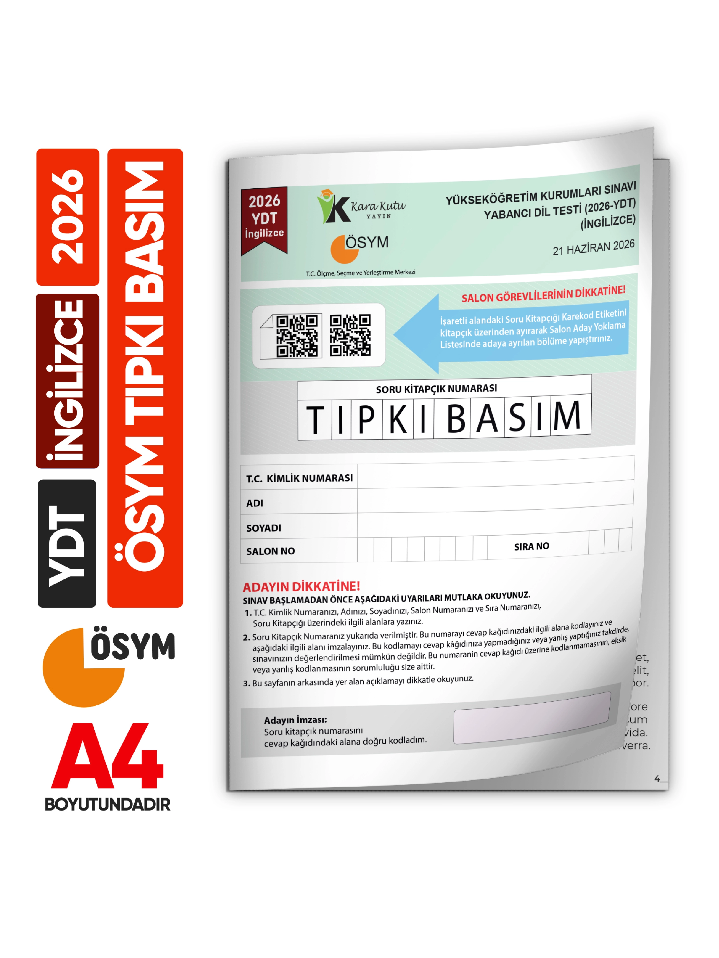 2026 YKS YDT İngilizce ÖSYM Tıpkı Basım Çıkmış Soru Deneme Kitapçığı (Video Çözümlü Türkiye Geneli)