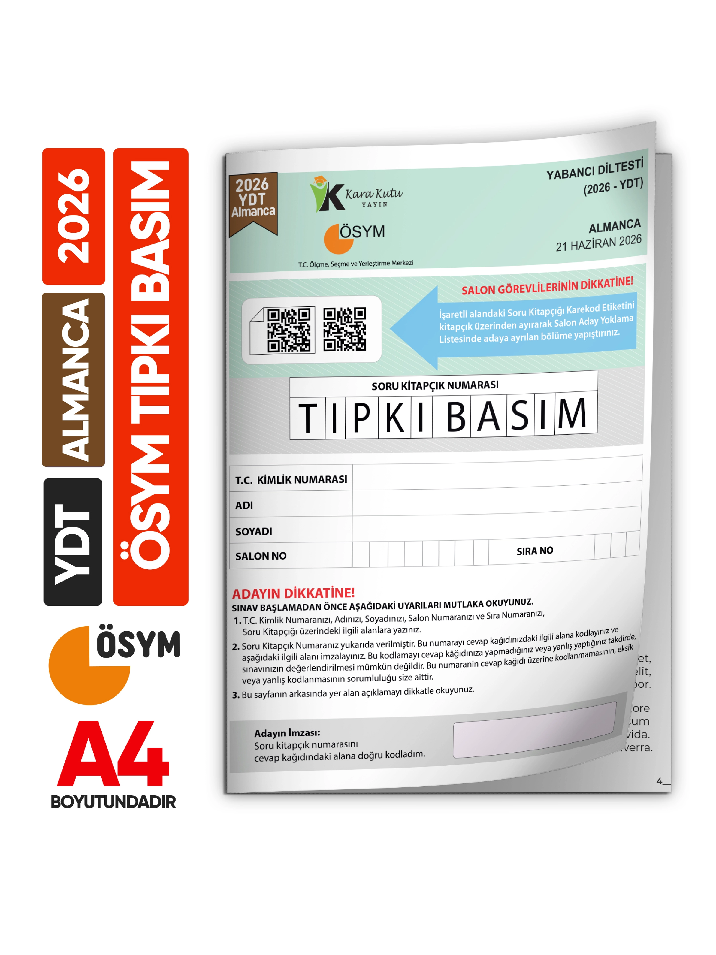 2026 YKS YDT Almanca ÖSYM Tıpkı Basım Çıkmış Soru Deneme Kitapçığı (Türkiye Geneli)