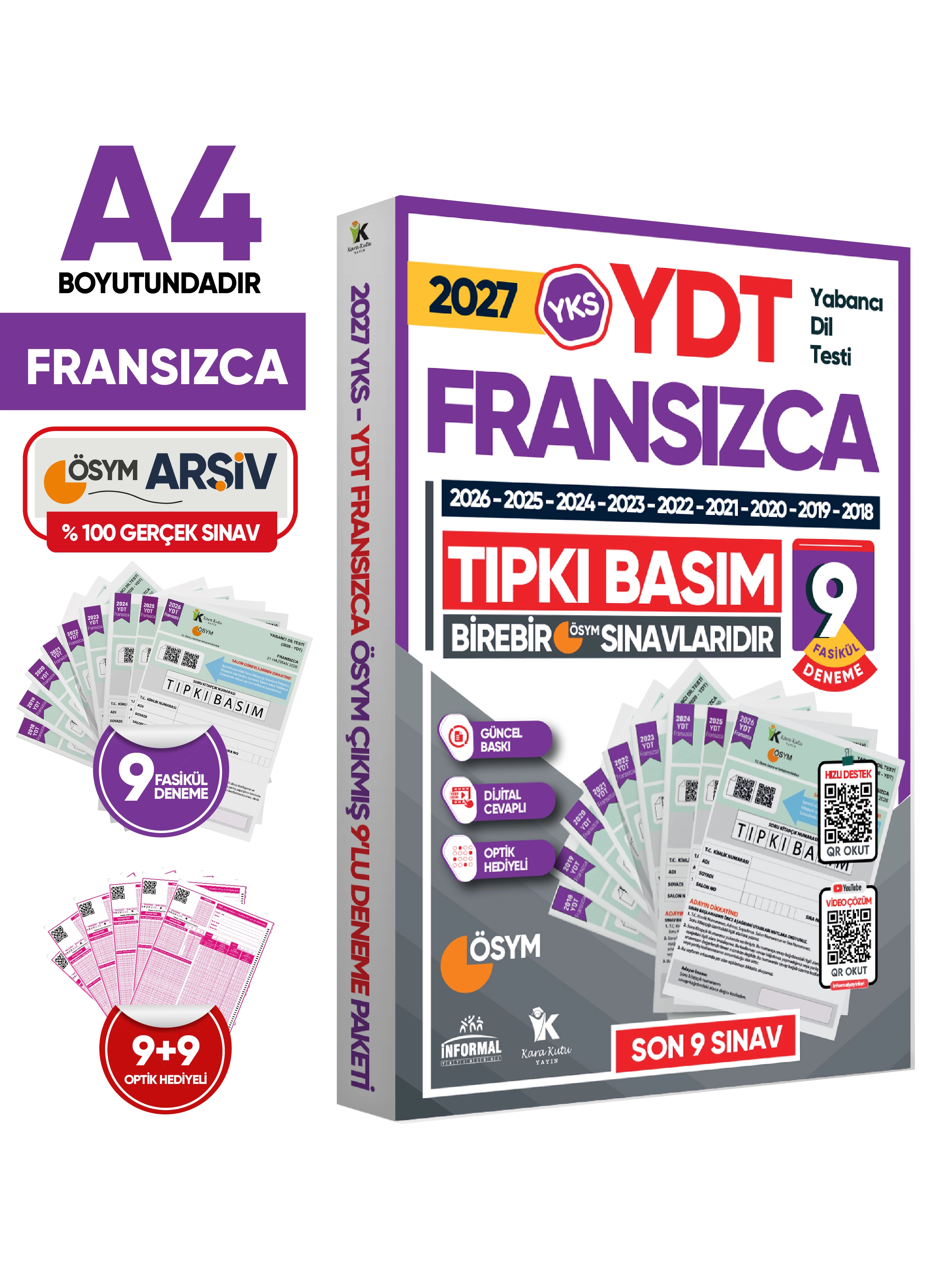 2027 YKS YDT (Yabancı Dil Testi) FRANSIZCA ÖSYM Çıkmış Soru Tıpkı Basım Deneme Paketi 9lu Türkiye G.