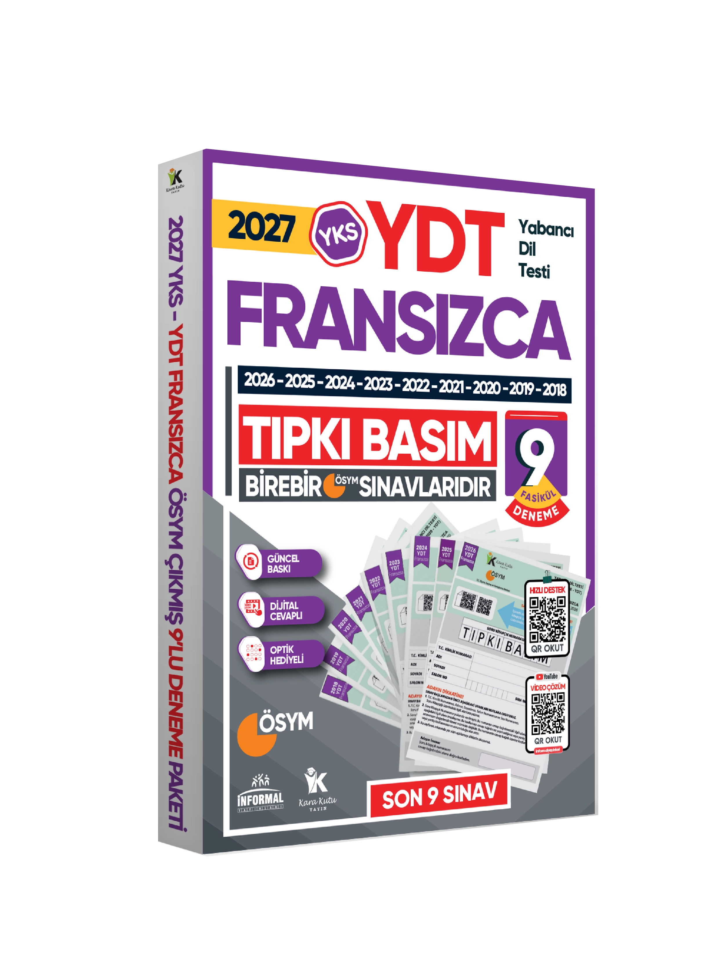 2027 YKS YDT (Yabancı Dil Testi) FRANSIZCA ÖSYM Çıkmış Soru Tıpkı Basım Deneme Paketi 9lu Türkiye G.