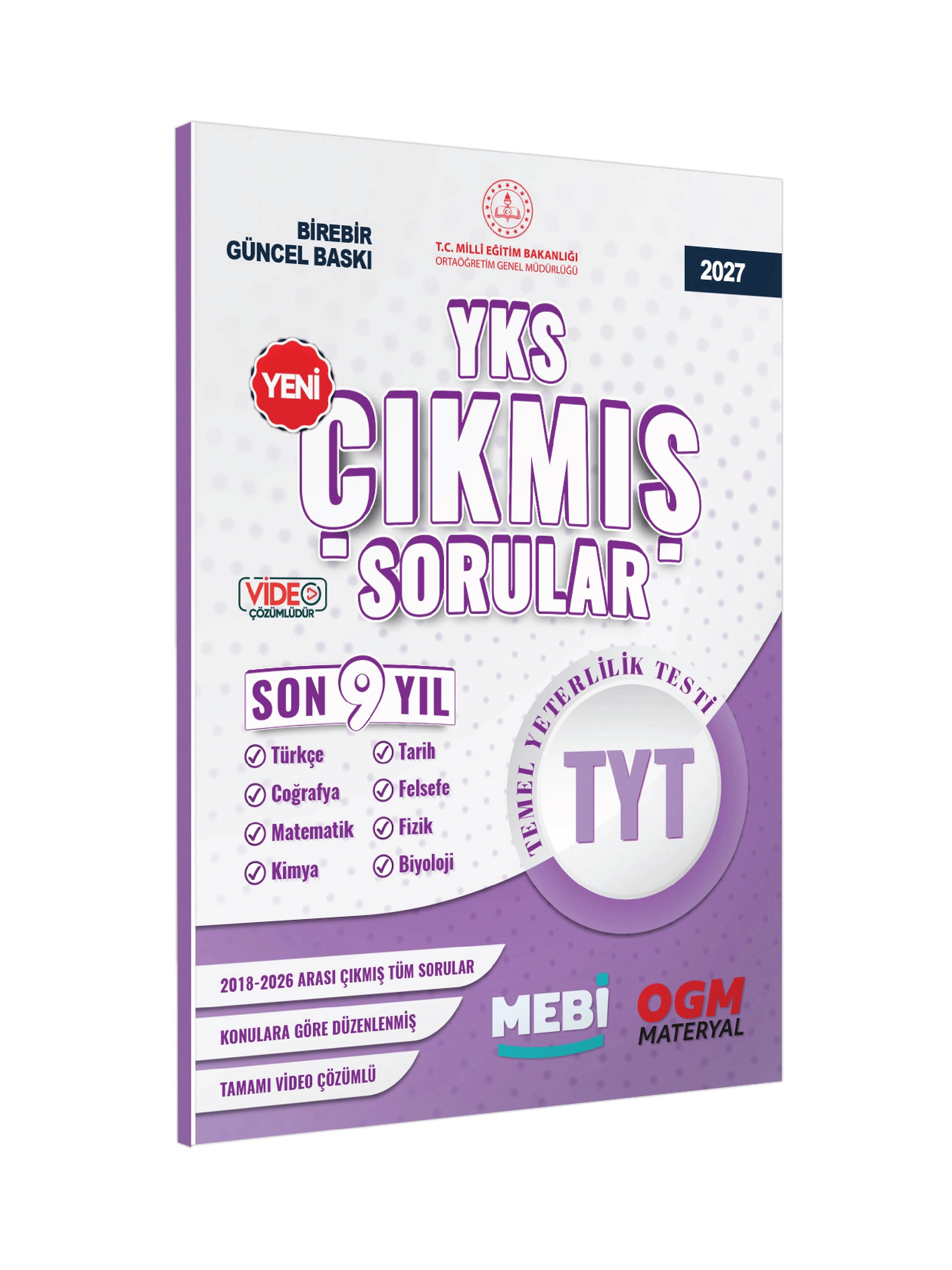 2027 YKS-TYT Tüm Dersler MEBİ Yeni Nesil Çıkmış Soru Bankası Son 9Yıl Video/PDF Çözümlü BASKI ÜCRETİ