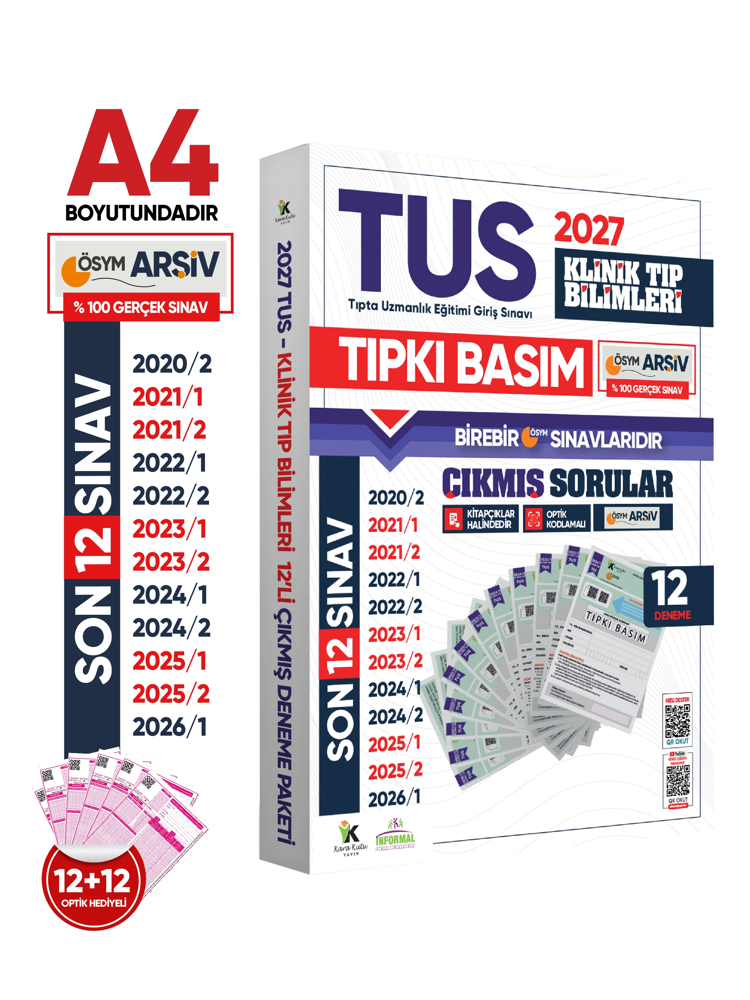 2027 TUS Temel&Klinik Tıp Bilimleri ÖSYM Çıkmış Soru Tıpkı Basım Son 7 Yıl 24lü Deneme Kitapçığı