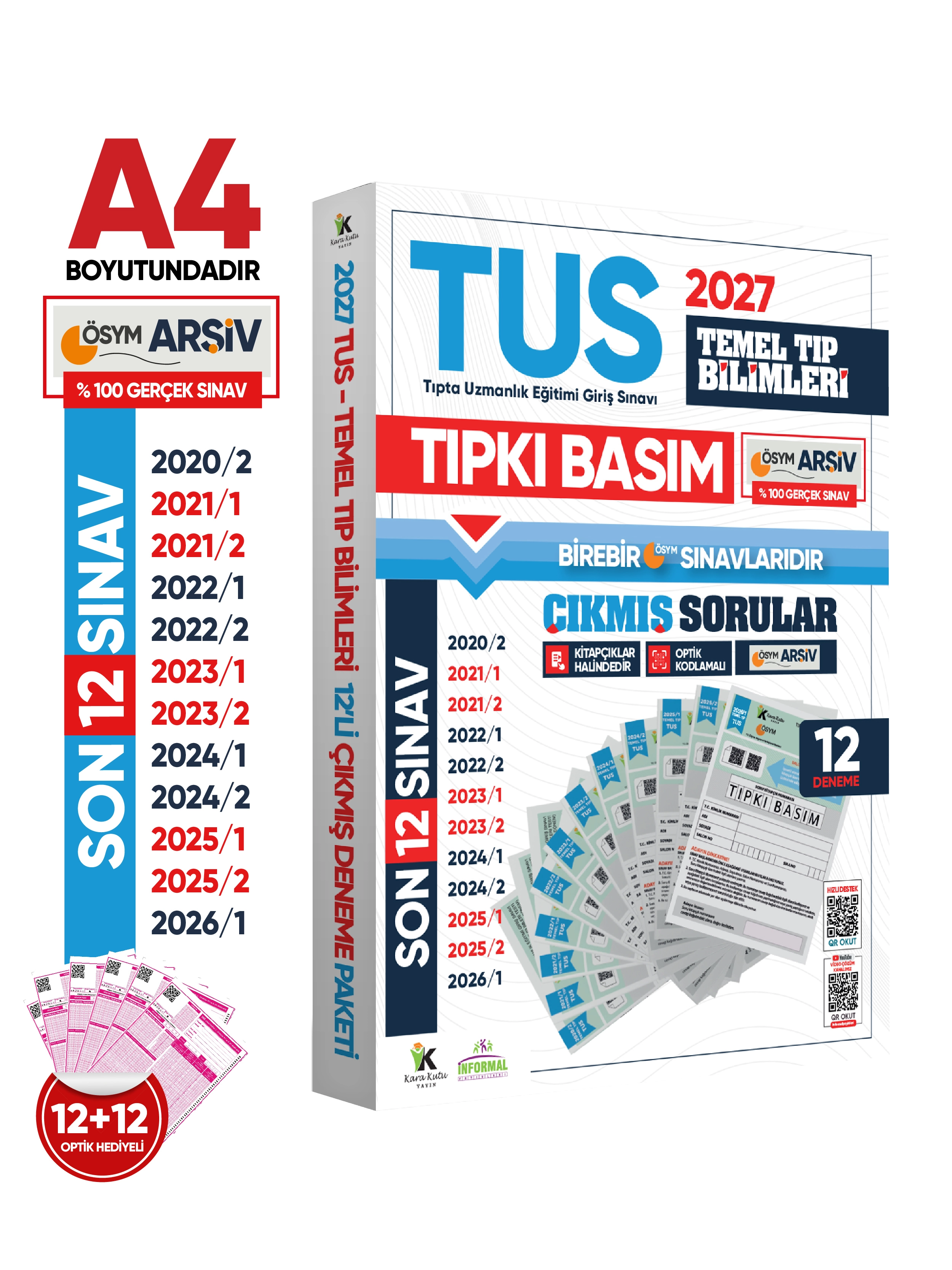 2027 TUS Temel&Klinik Tıp Bilimleri ÖSYM Çıkmış Soru Tıpkı Basım Son 7 Yıl 24lü Deneme Kitapçığı