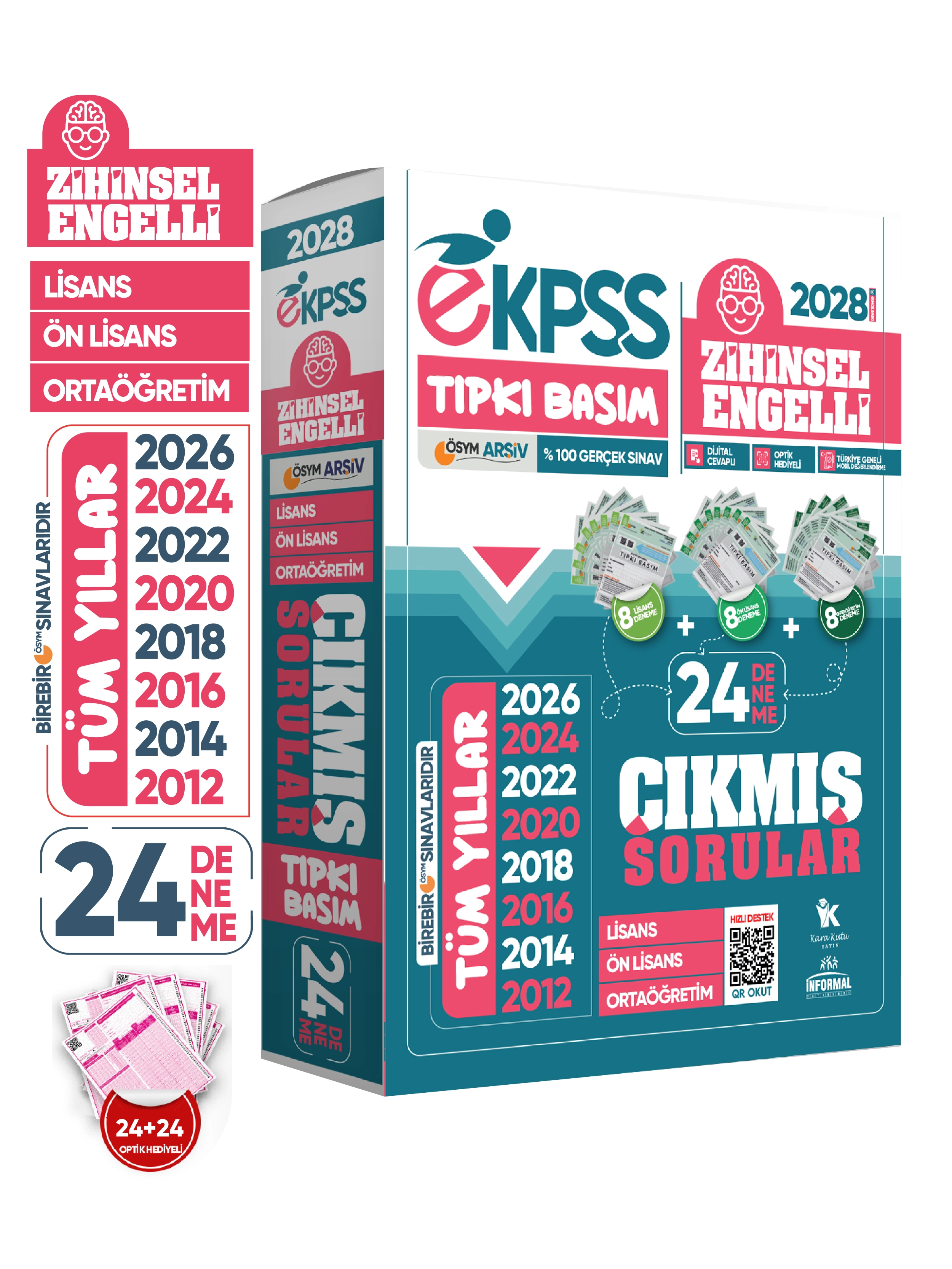 2028 EKPSS Lisans-Önlisans-Ortaöğretim Zihinsel Engelli ÖSYM Tıpkı Basım 24li Kitapçık Deneme Paketi