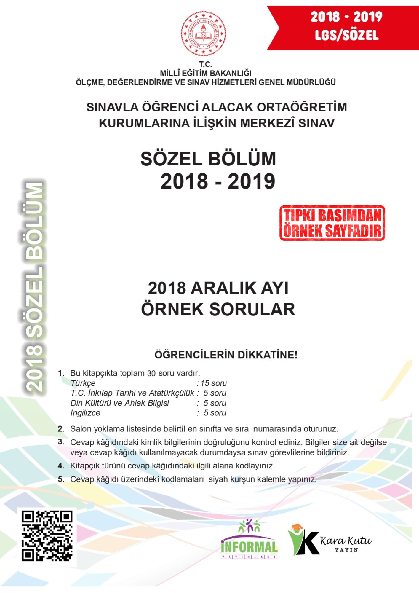 2026 8.Sınıf LGS Aralık Ayı MEB Örnek Soru Tıpkı Basım 5li Sarmal Deneme Paketi Dijital Çözümlü