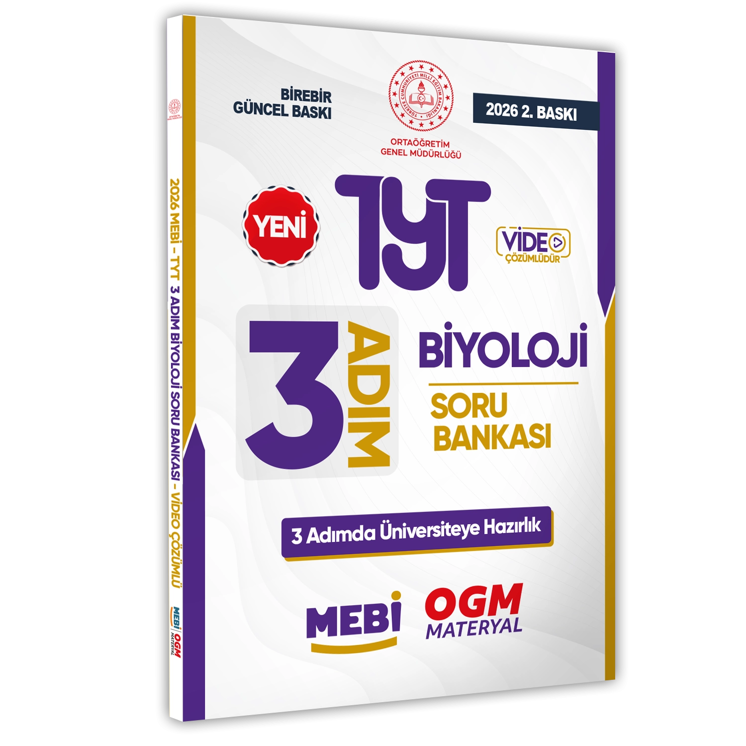2026 TYT MEBİ-OGM 3 ADIM Biyoloji Soru Bankası RENKLİ A4 Boyut Video Çözümlü BASKI ÜCRETİ