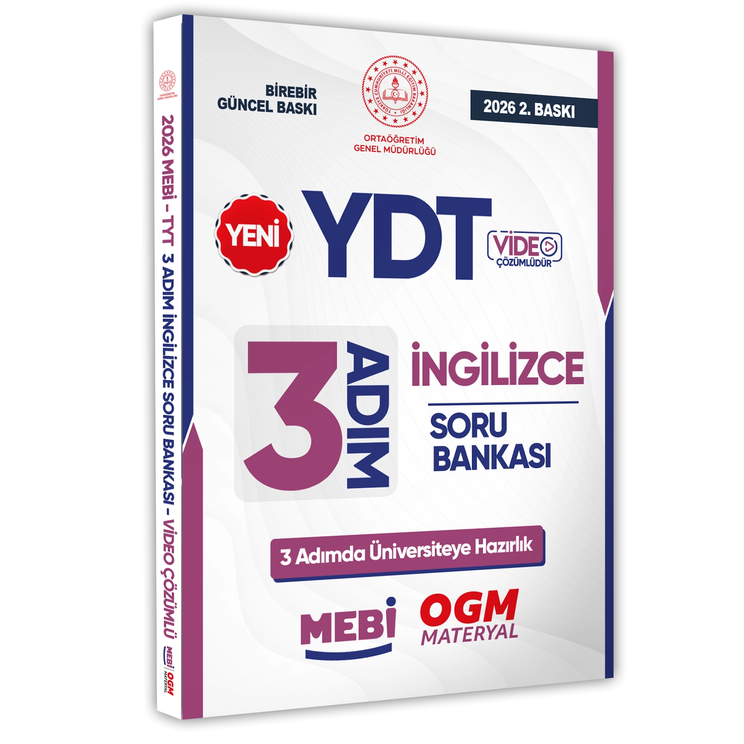 2026 YDT MEBİ-OGM 3 ADIM İngilizce Soru Bankası RENKLİ A4 Boyut Video Çözüm BASKI ÜCRETİ
