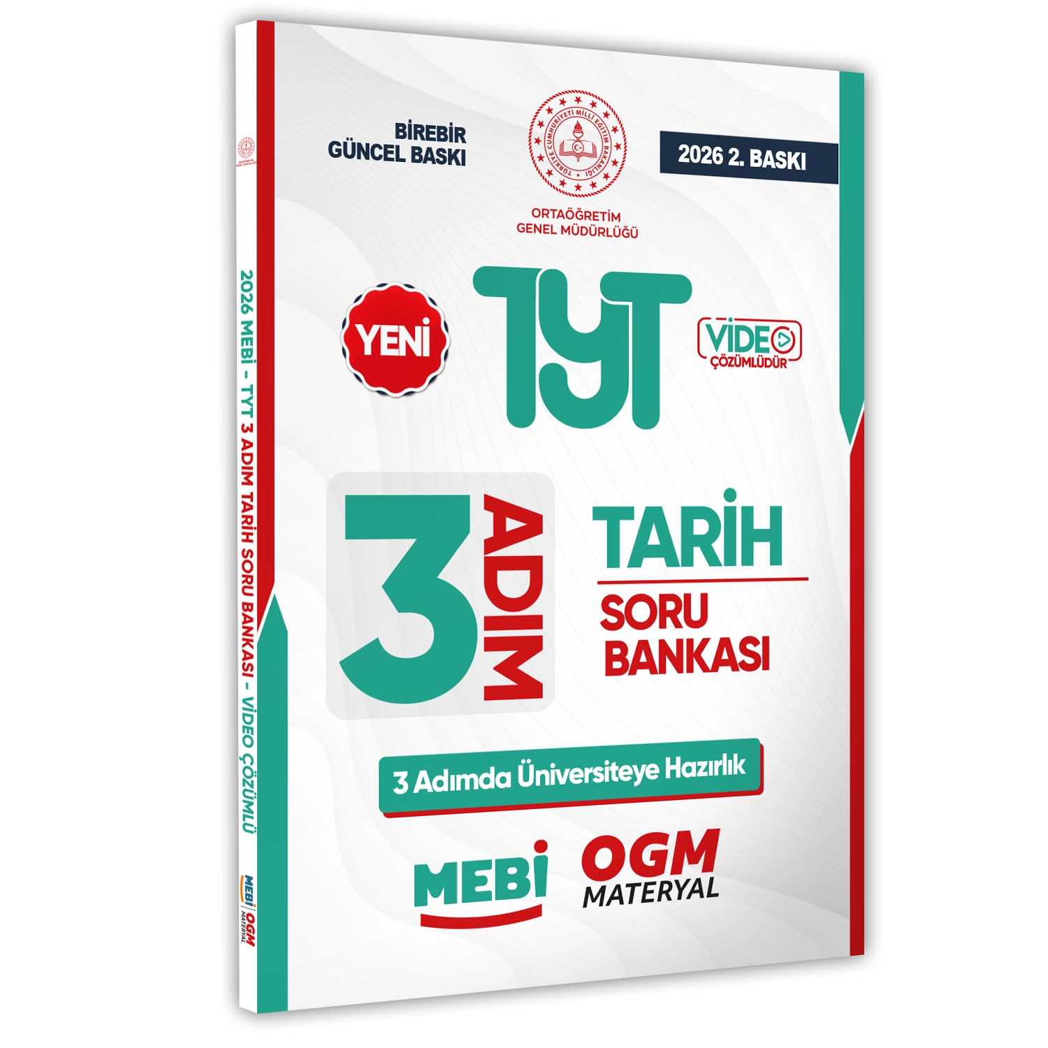 2026 TYT MEBİ-OGM 3 ADIM Tarih Soru Bankası RENKLİ A4 Boyut Video Çözüm BASKI ÜCRETİ