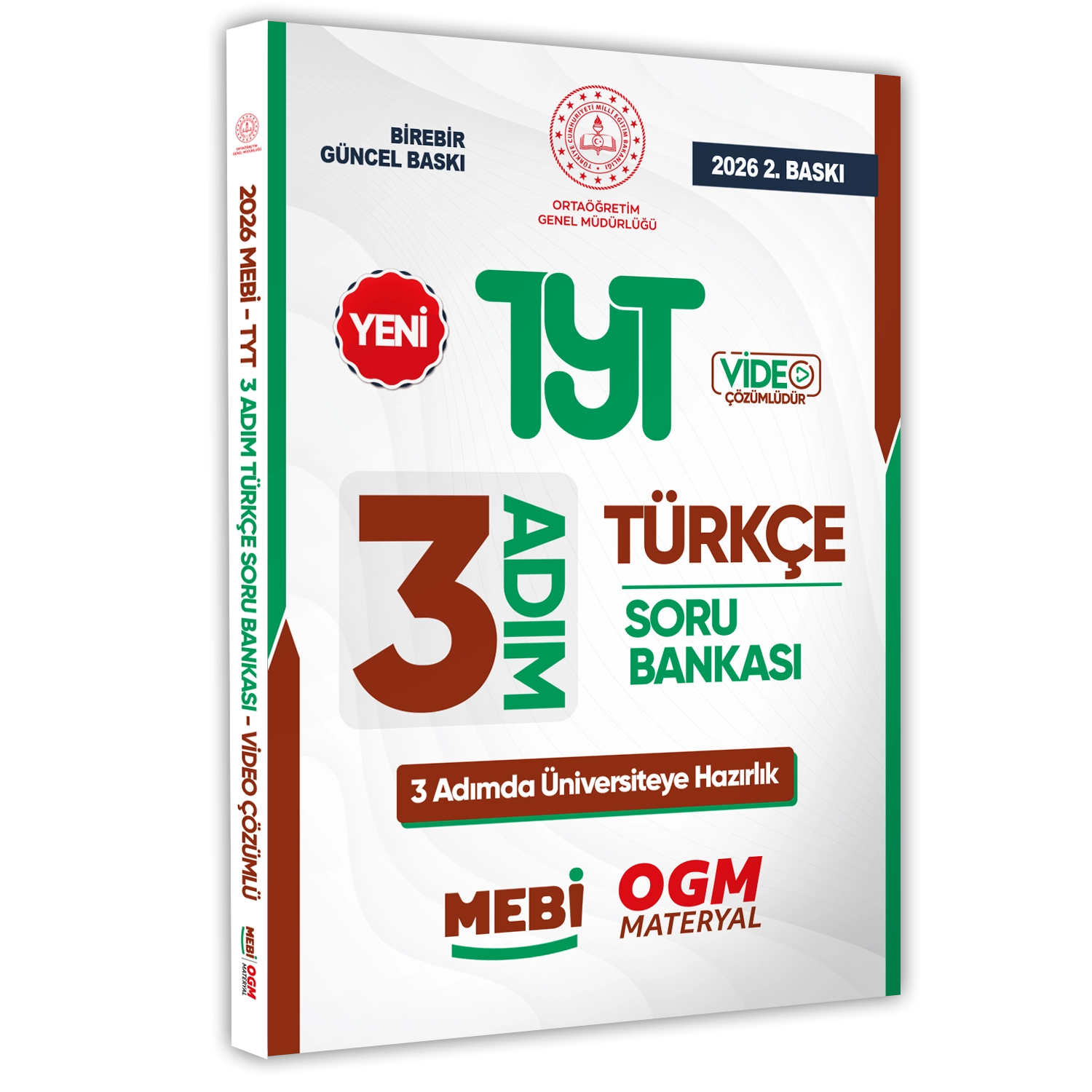 2026 TYT MEBİ-OGM 3 ADIM Türkçe Soru Bankası RENKLİ A4 Boyut Video Çözüm BASKI ÜCRETİ
